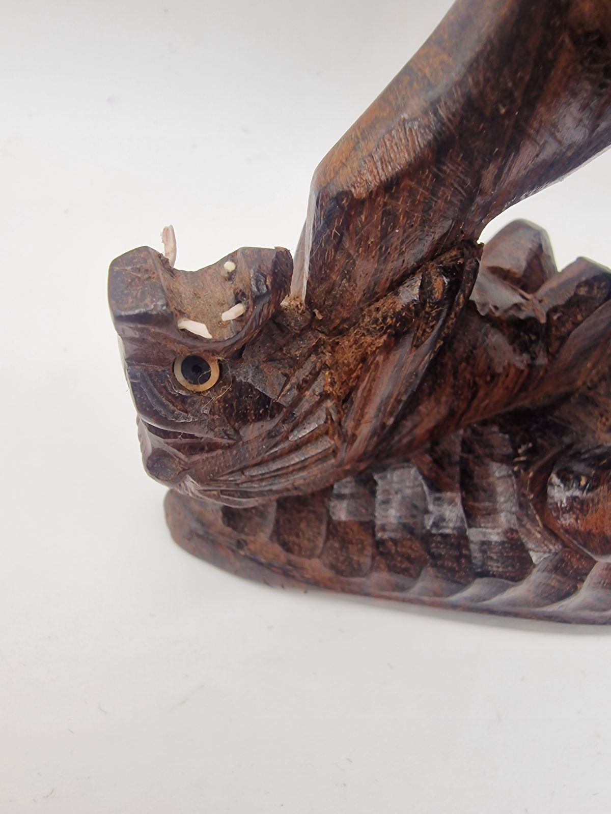Mid Century Hand Carved Rosewood Elephant & Lion Sculpture – Made In India photo 60.0