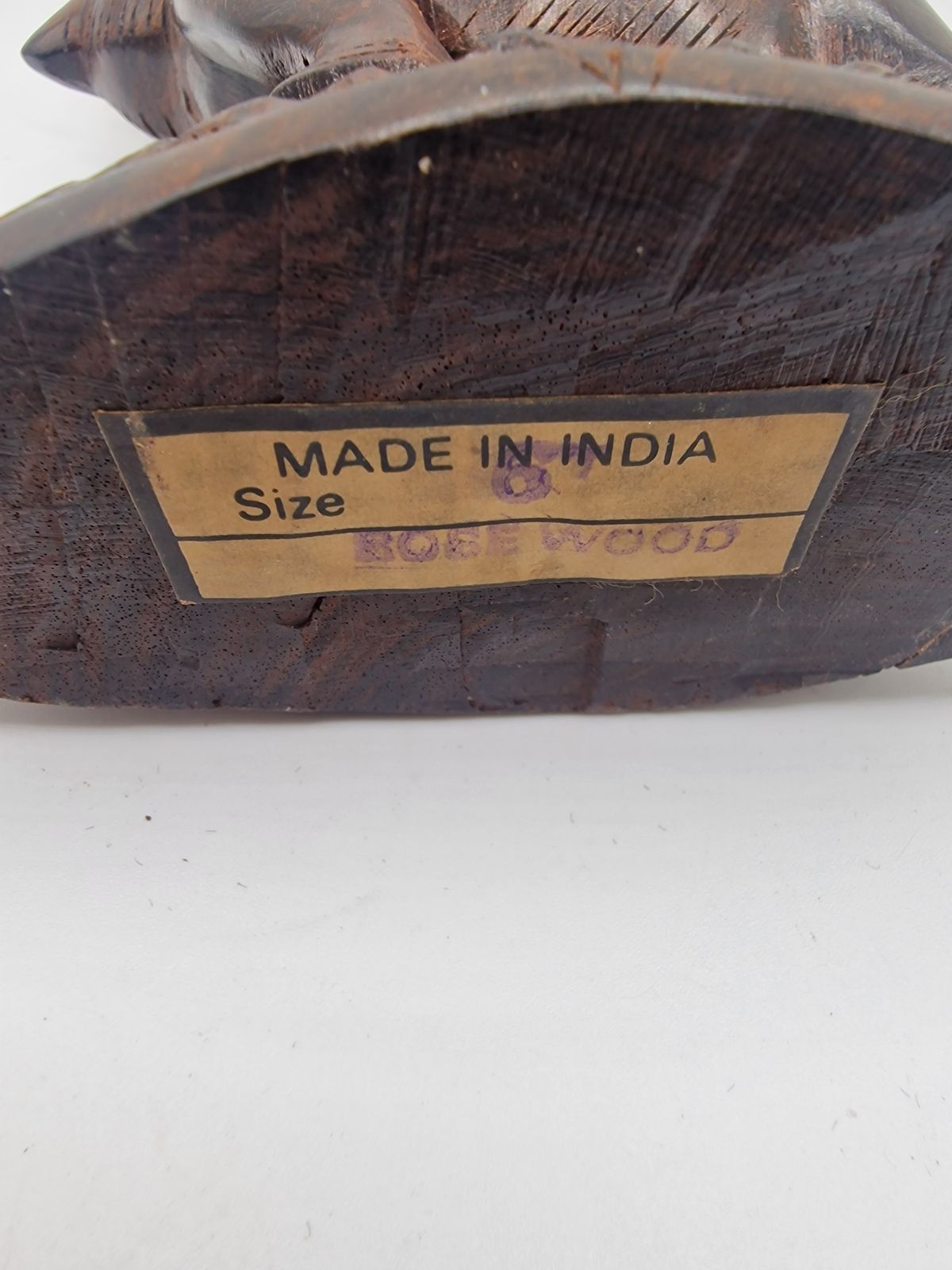photo for sale Mid Century Hand Carved Rosewood Elephant & Lion Sculpture – Made In India