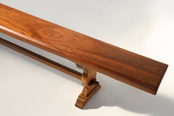 Antique French Long Elm Monastery Bench, 1850 photo for sale