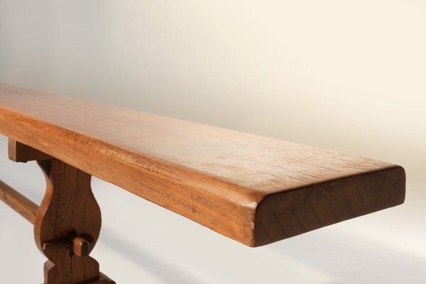 Antique French Long Elm Monastery Bench, 1850 photo Furniture