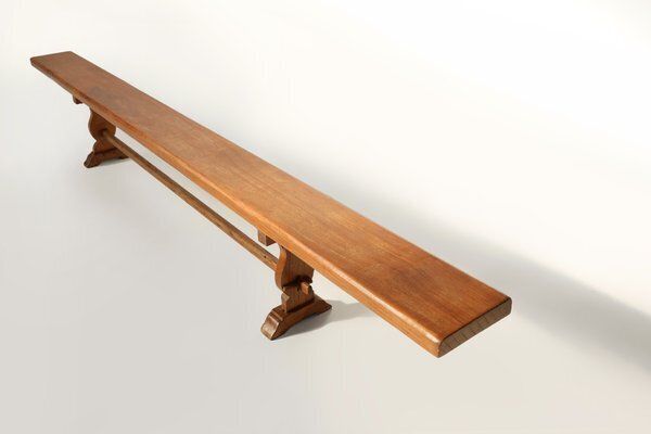 Antique French Long Elm Monastery Bench, 1850 photo 2610.0