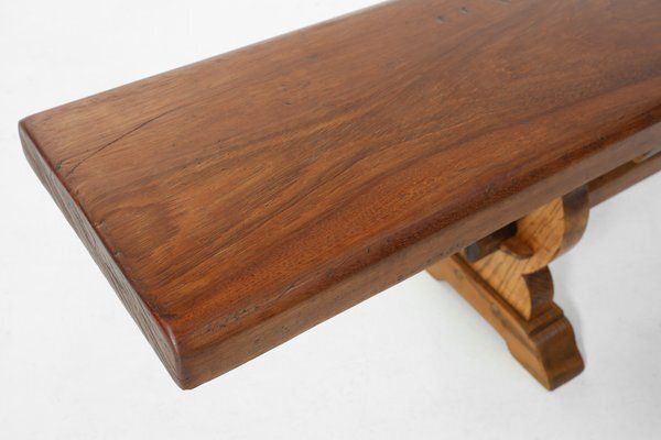 Antique French Long Elm Monastery Bench, 1850 photo vinterior