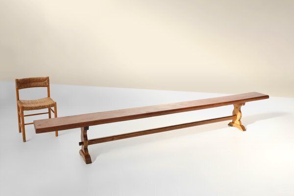 2610.0 Antique French Long Elm Monastery Bench, 1850 photo