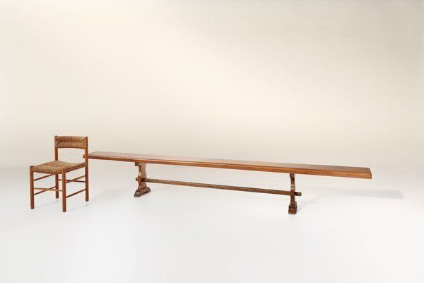 photo vinterior Antique French Long Elm Monastery Bench, 1850