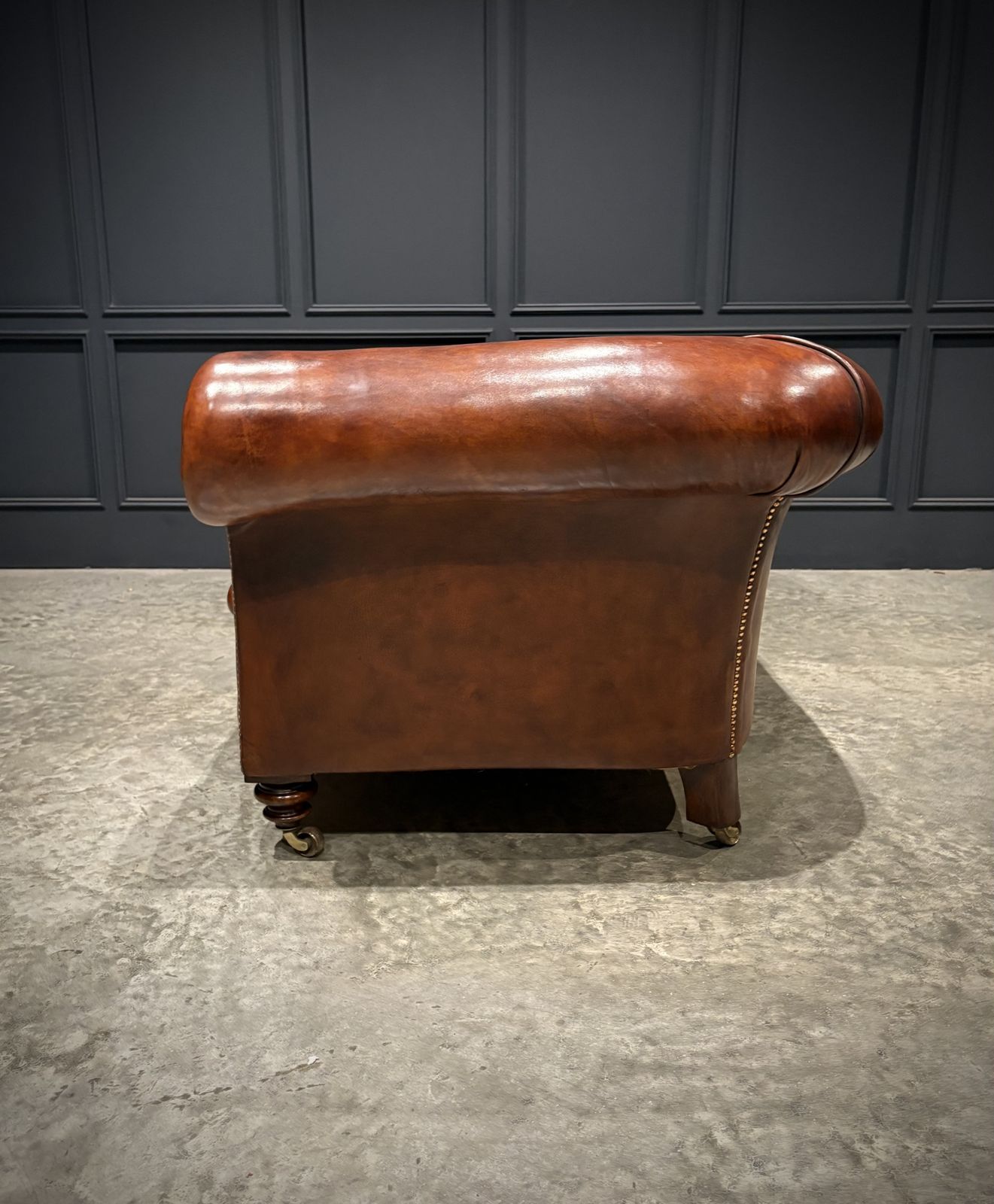 photo for sale Genuine Victorian Brown Leather Sofa