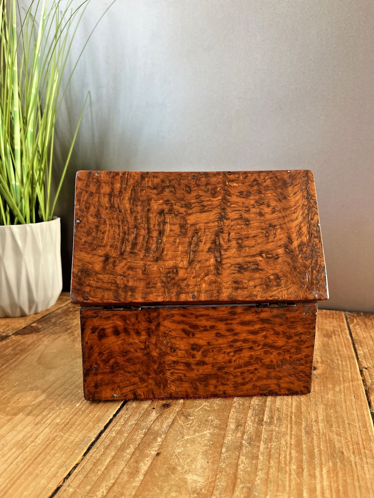 Antique Art Deco Thuya Burr Wood Tea Caddy Jewellery Cigarette Pen Box Desk Tidy photo for sale