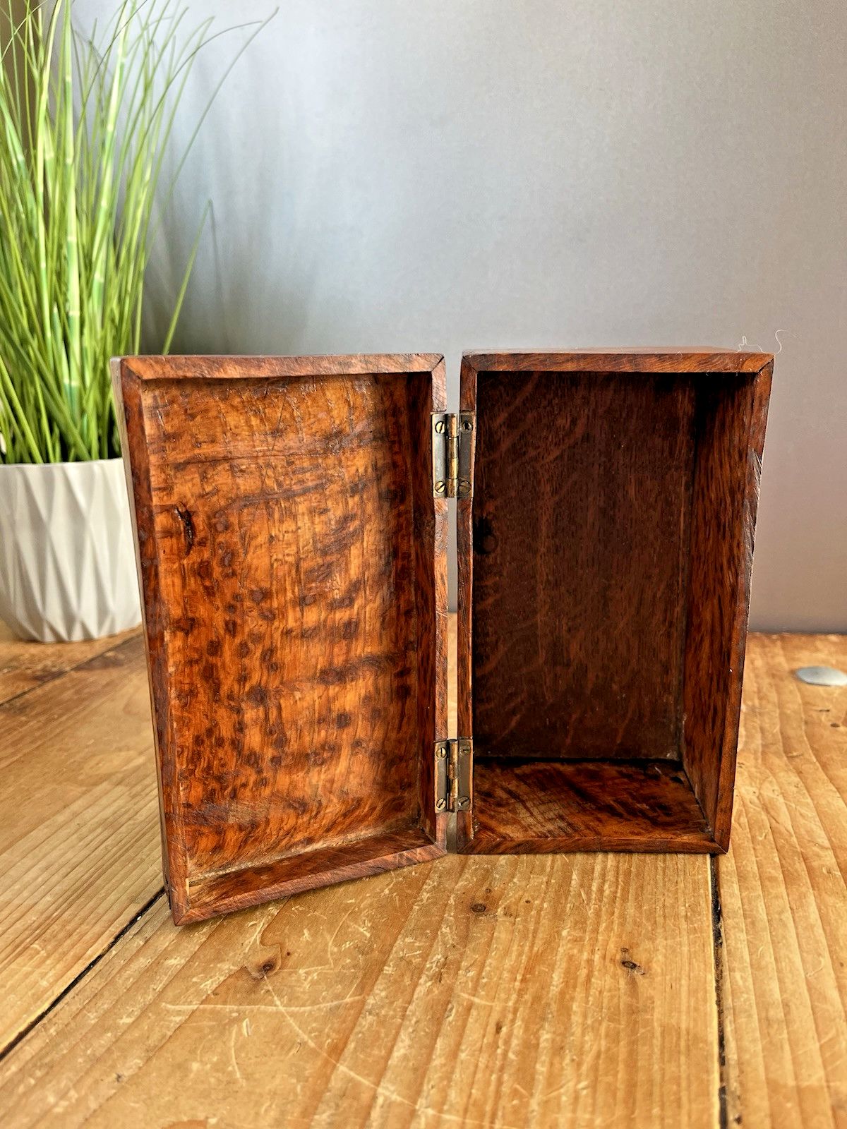 Antique Art Deco Thuya Burr Wood Tea Caddy Jewellery Cigarette Pen Box Desk Tidy photo vinterior