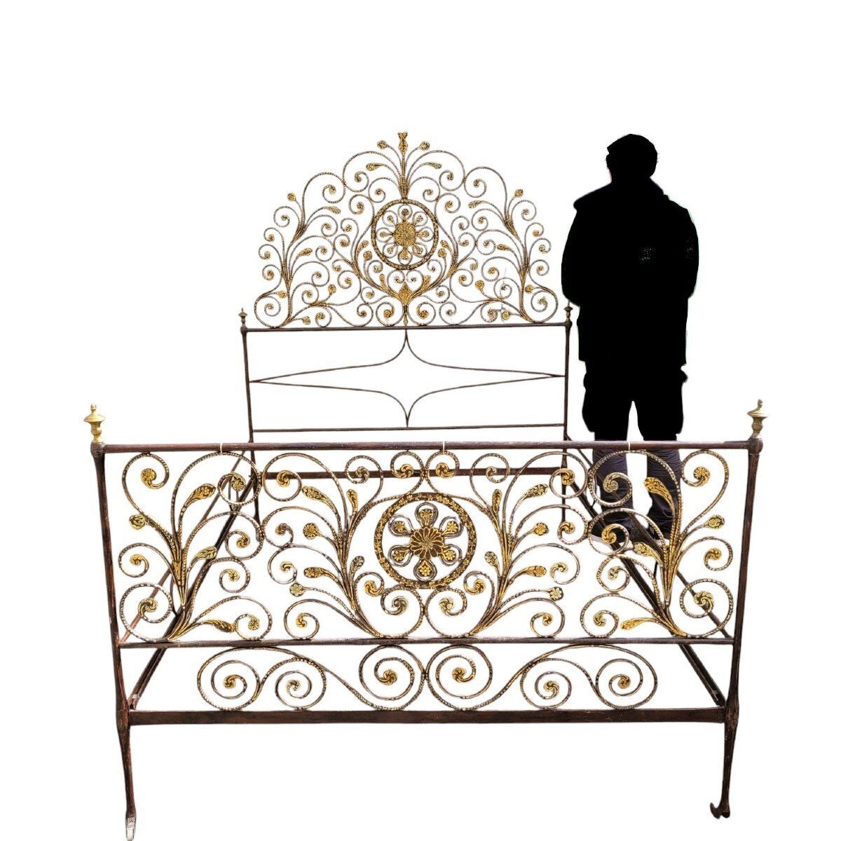 Genoese Bed In Painted Iron, Width 145cm, Early 19th Century photo buy