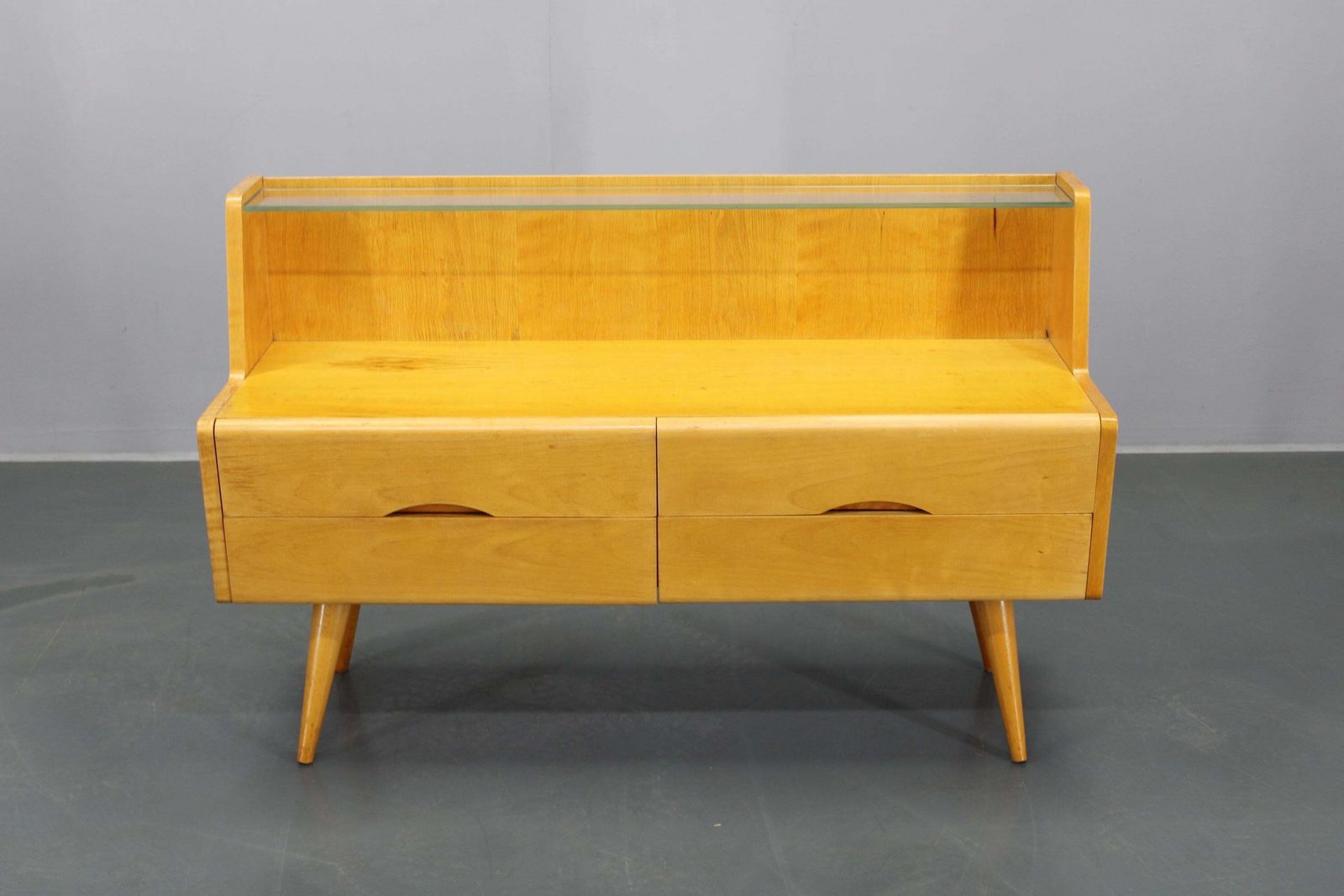 photo for sale 1960s Set Of Night Stands And Chest Of Drawers With Glass Shelf, Czechoslovakia
