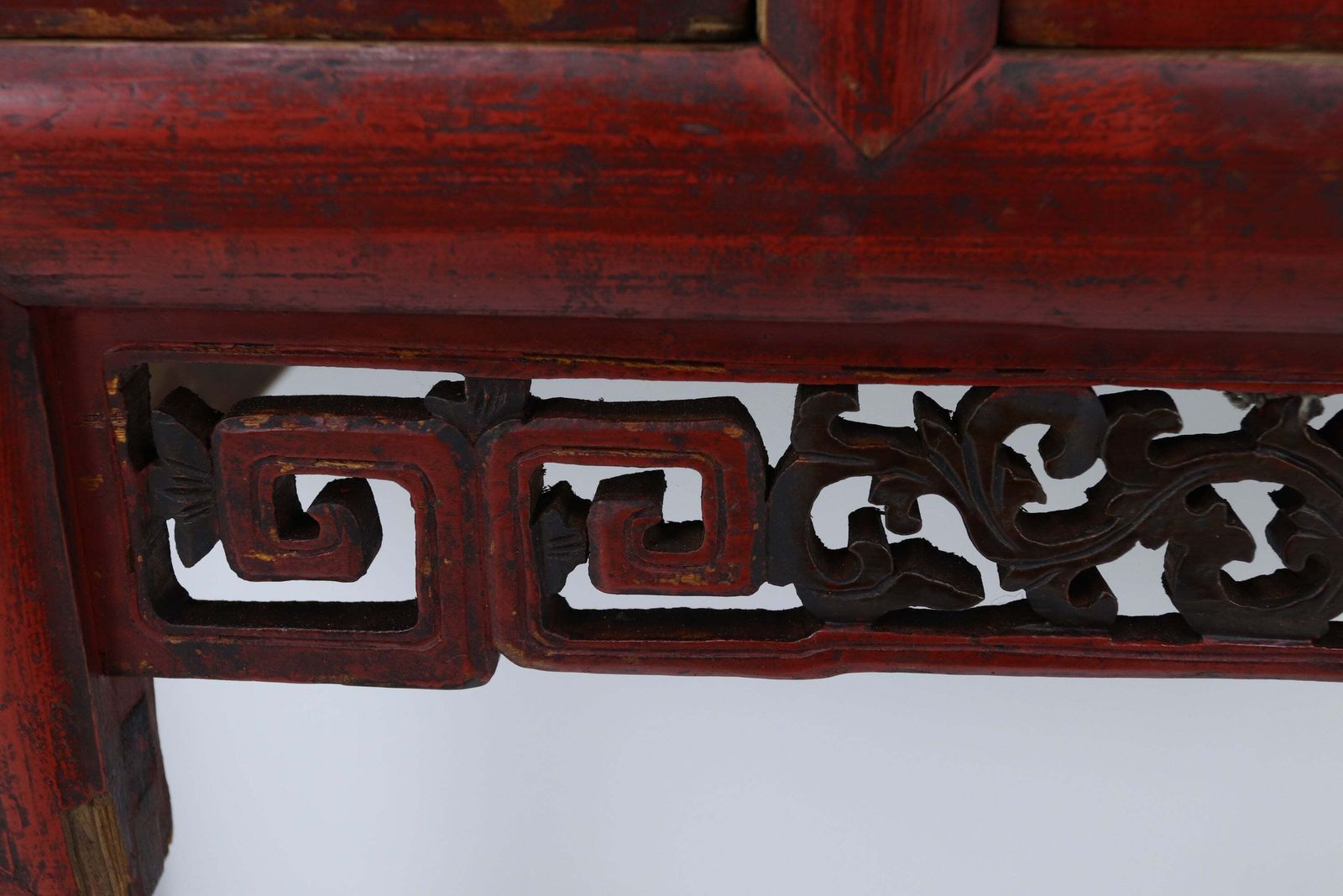 Furniture Early 20th Century Red Lacquered Chinese Console Table photo