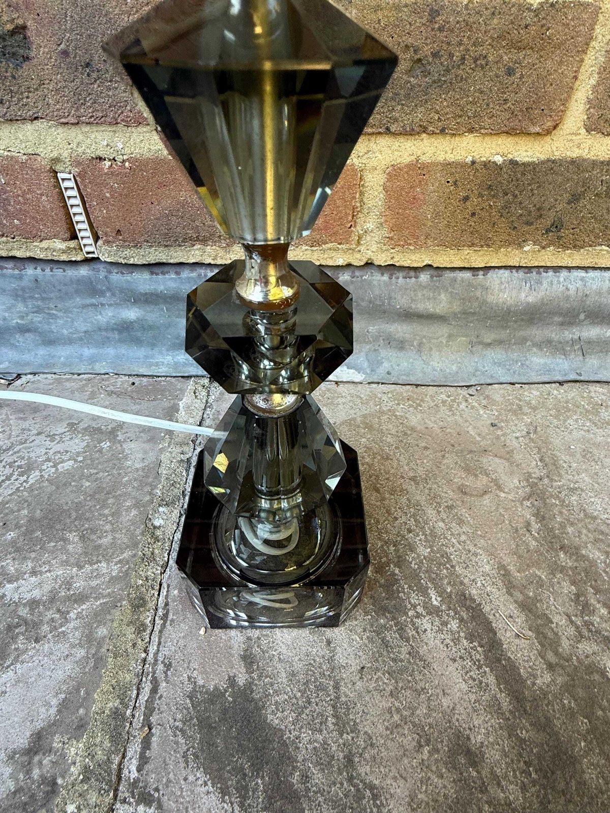 Retro Vintage Cut Glass Grey European Vintage Lamp   Working photo for sale