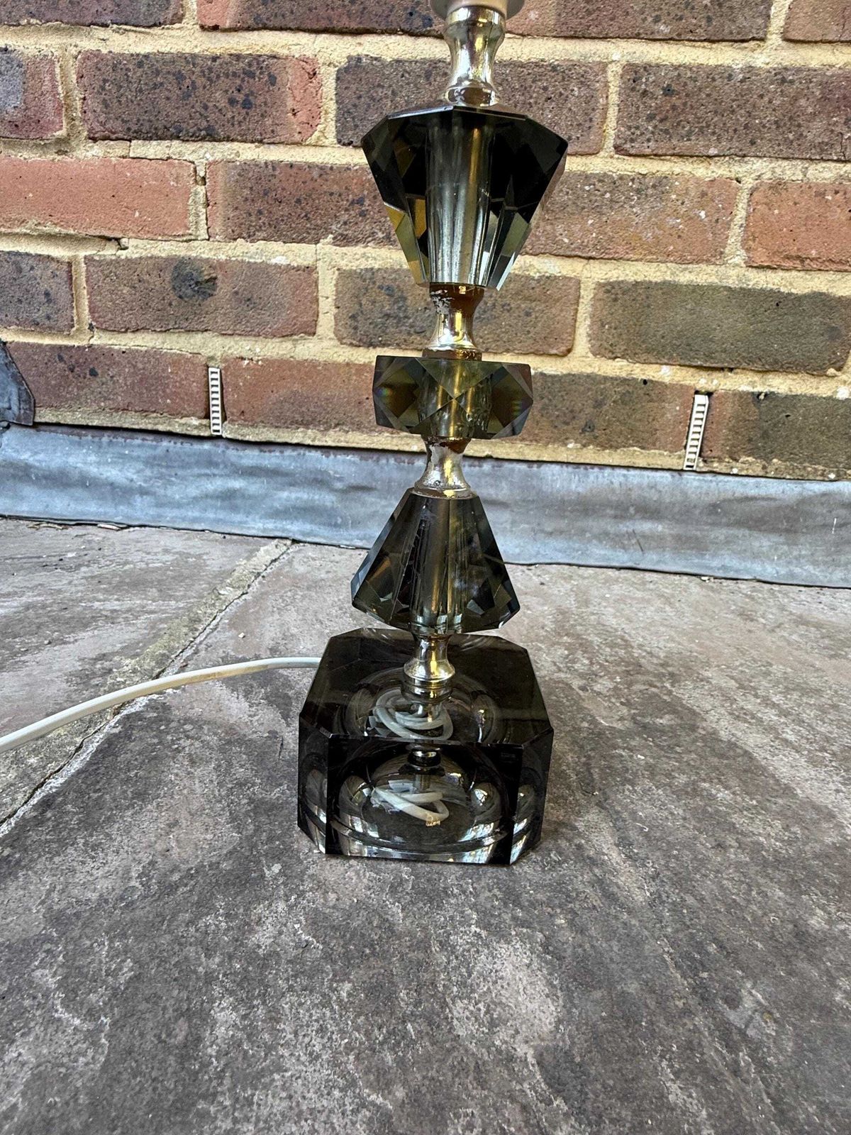 Retro Vintage Cut Glass Grey European Vintage Lamp   Working photo vintage