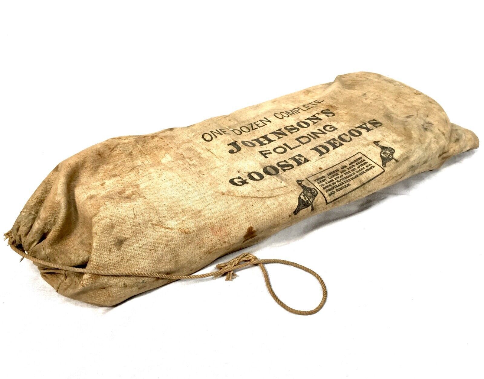 Art Antique Original Set Of Folding Johnsons Goose Decoys, Circa 1940 In Canvas Bag photo