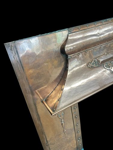 Antique Copper Fireplace Surround Art Nouveau Victorian Period Reclaimed Insert photo buy