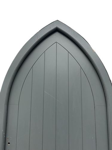 Arched Door And Frame Reclaimed Period Antique Red Grandis Hardwood Bespoke Wood photo for sale