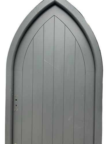 Arched Door And Frame Reclaimed Period Antique Red Grandis Hardwood Bespoke Wood photo Home Fixtures