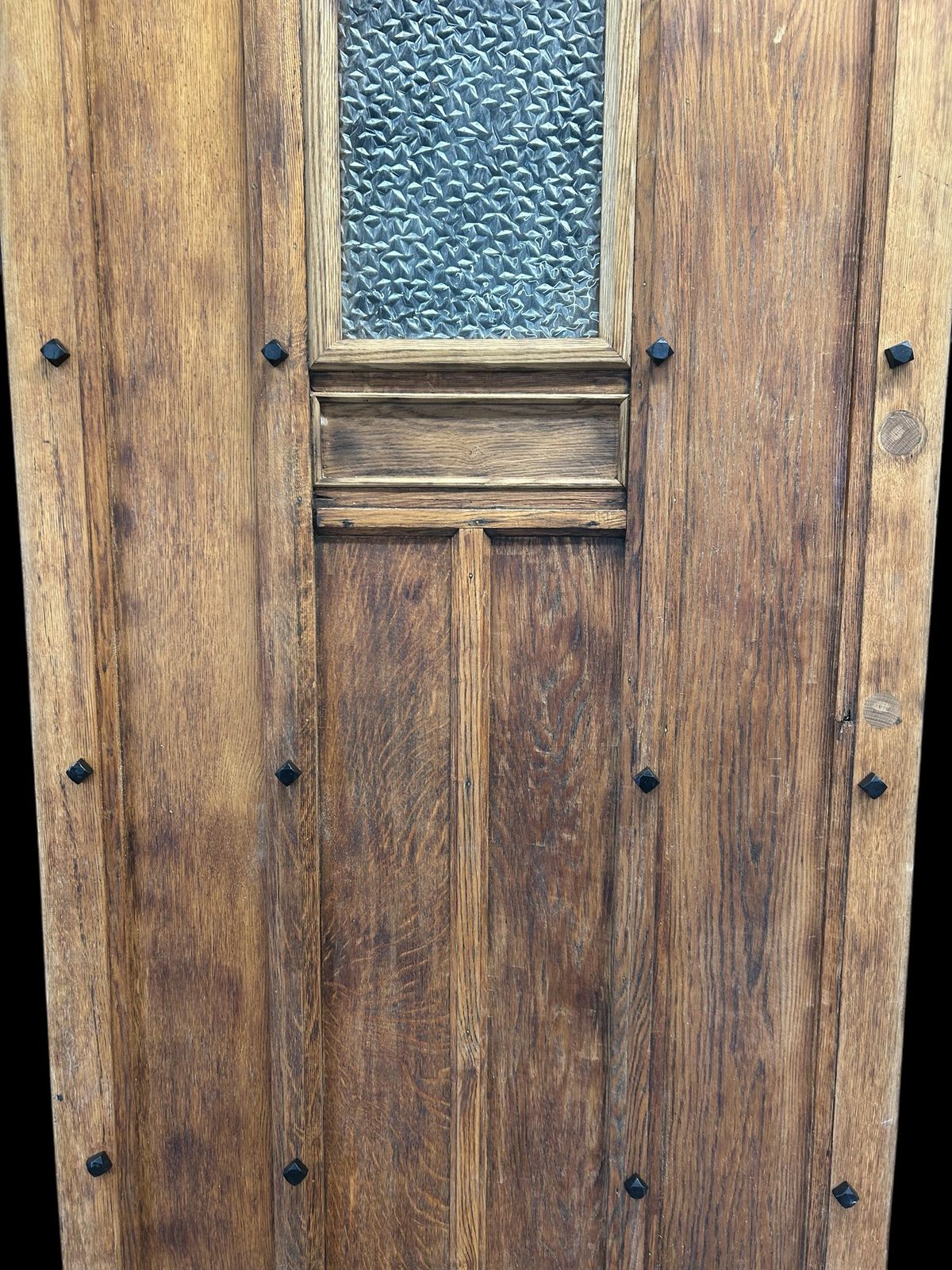 Solid Oak Front Door Antique Period Reclaimed Wooden Glazed Cast Iron Refurb photo 1947.0