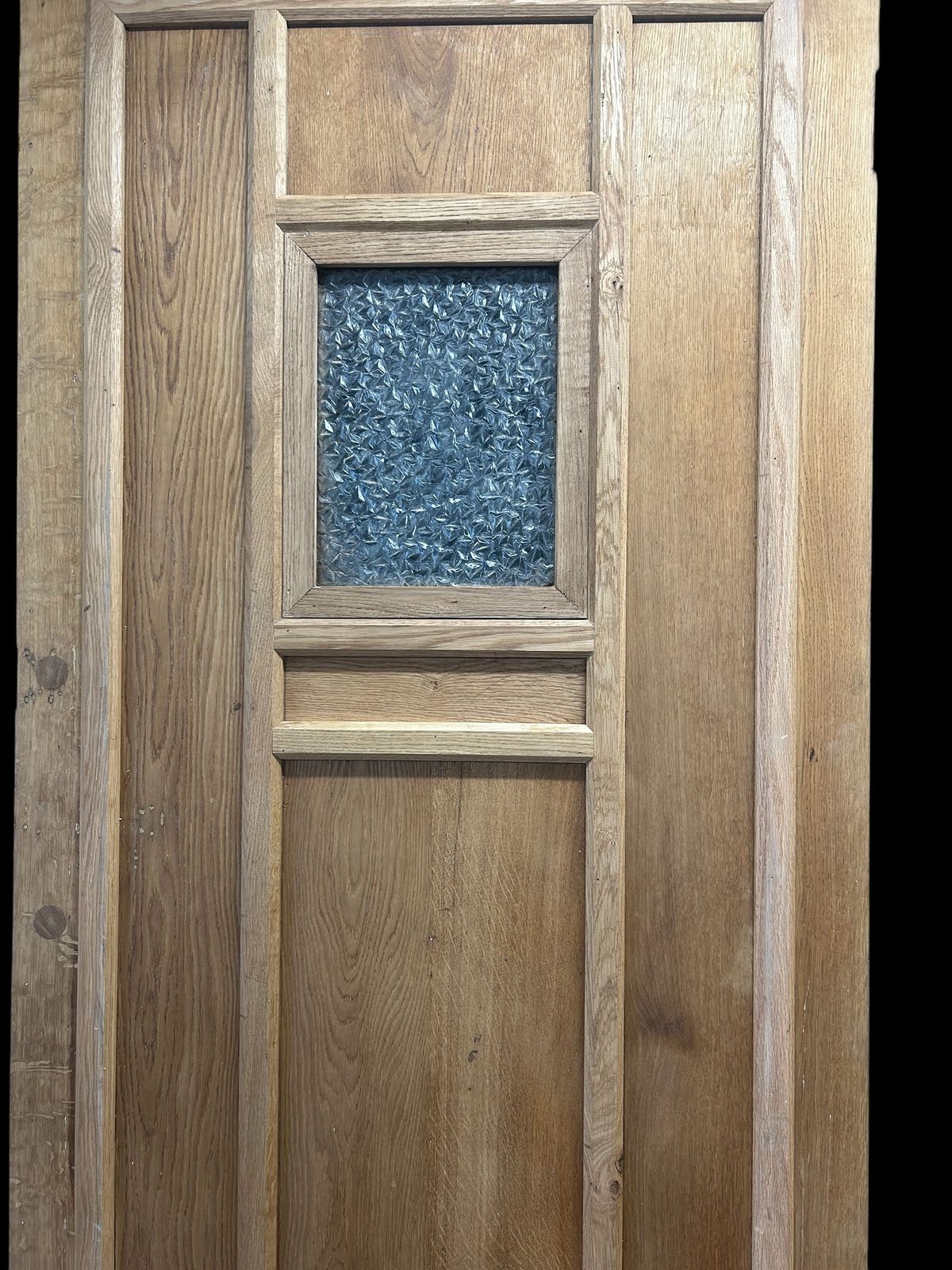 photo vinterior Solid Oak Front Door Antique Period Reclaimed Wooden Glazed Cast Iron Refurb