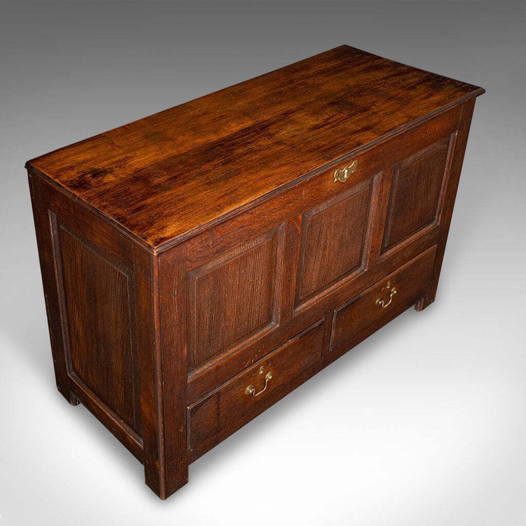 Large Antique 3 Panel Mule Chest, English Oak, Storage Trunk, Georgian, C.1770 photo buy