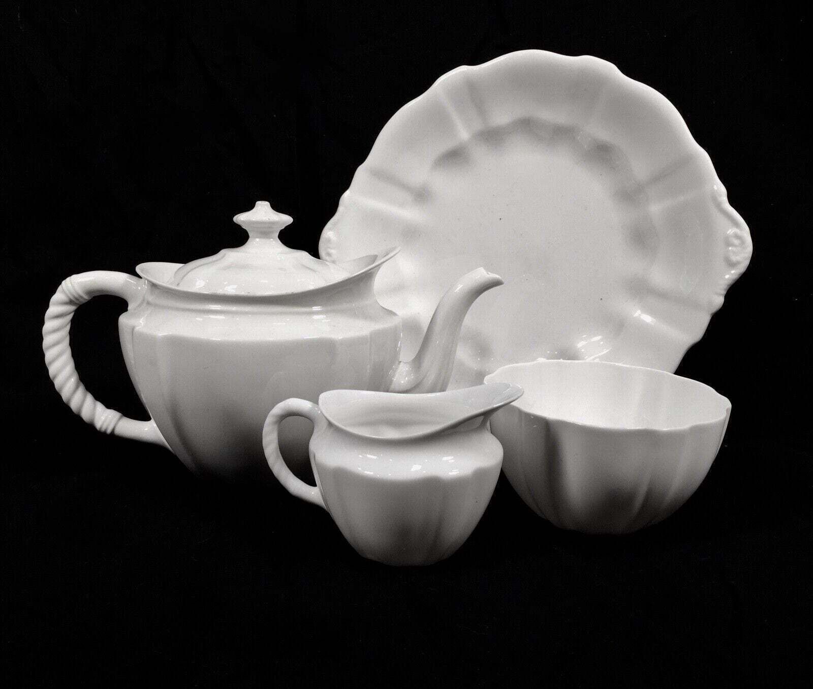 Antique Royal Crown Derby   Surrey White Utility Ware Tea Set For 6 People C1945 photo furniture