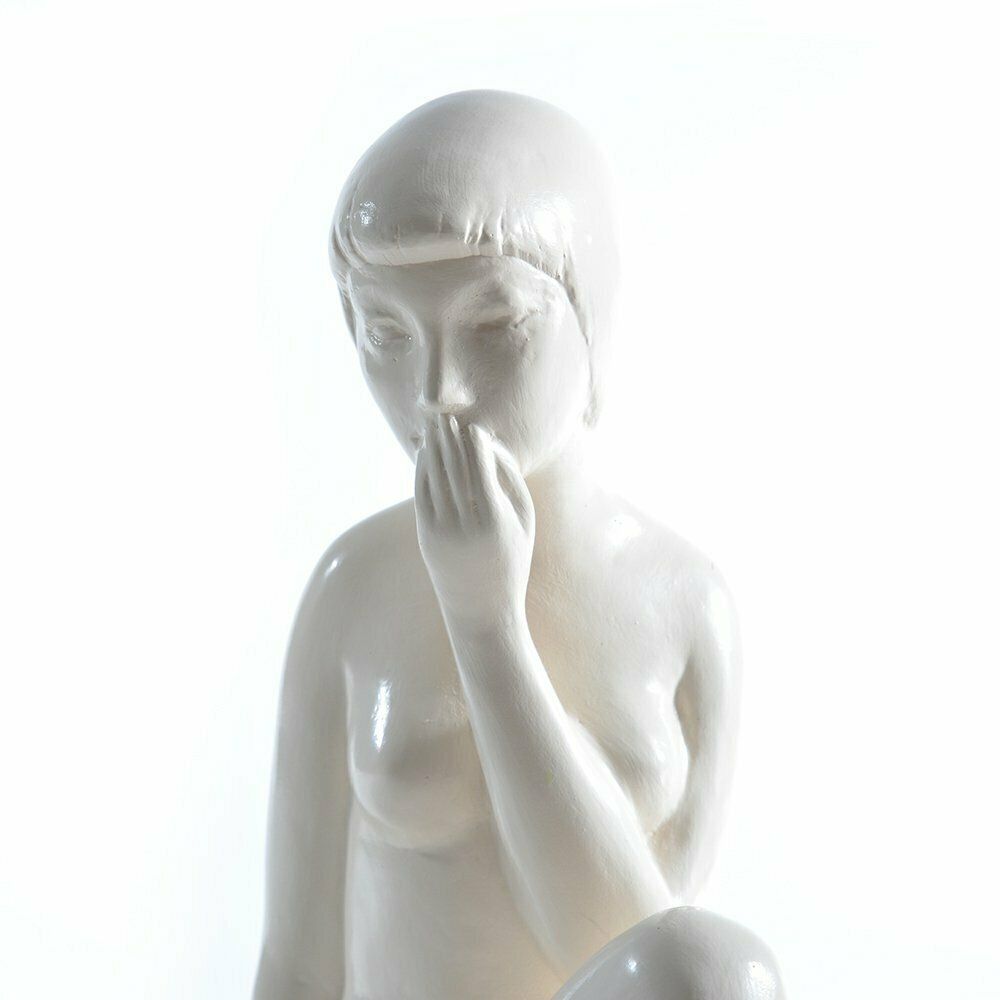 1960s Sculpture "An Ashamed Girl" In Plaster, Jihokera Czechoslovakia photo 295.0