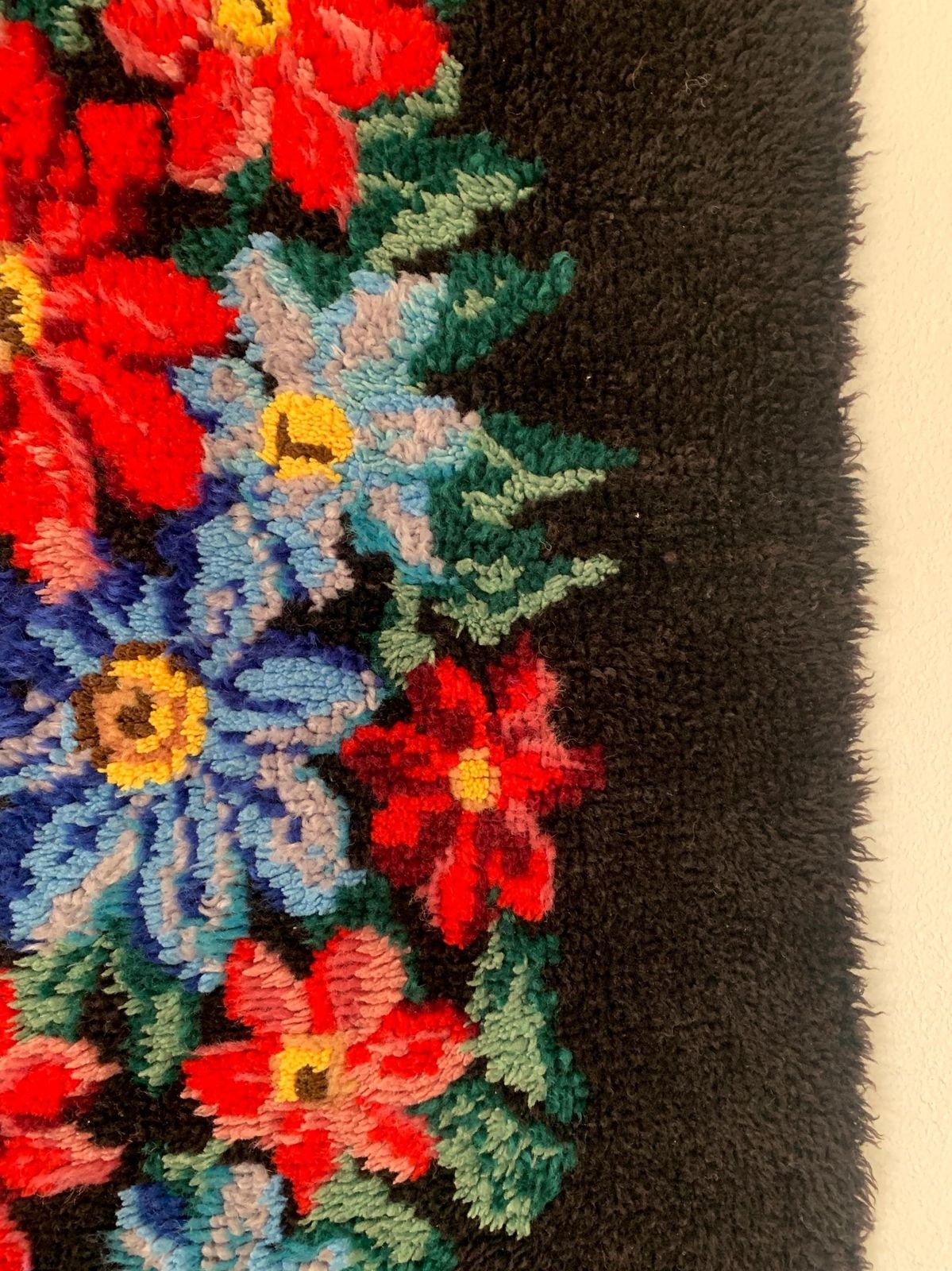 Wall Tapestry | Smyrna Wall Hanging | Hand Knotted Tapestry | 70s Wall Hanging | Midcentury Decor | Flower Lovers | Flower Wall Hanging photo Art