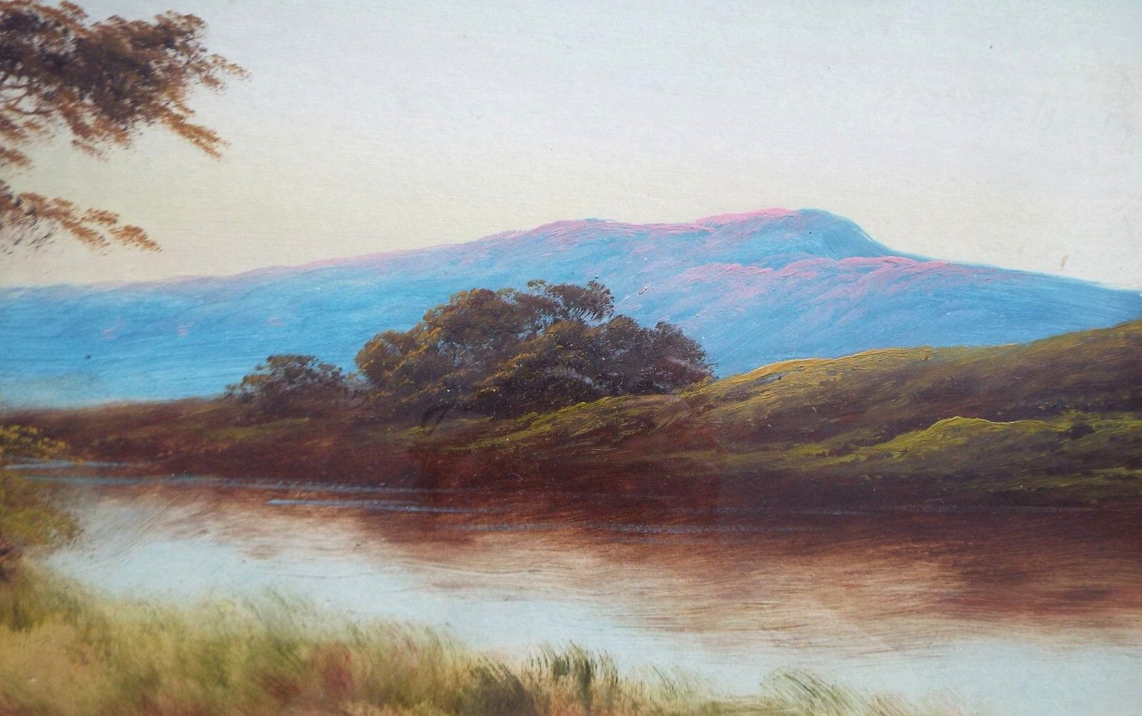Antique Victorian Scotland Mountain River Landscape Original Oil Painting Framed photo Art
