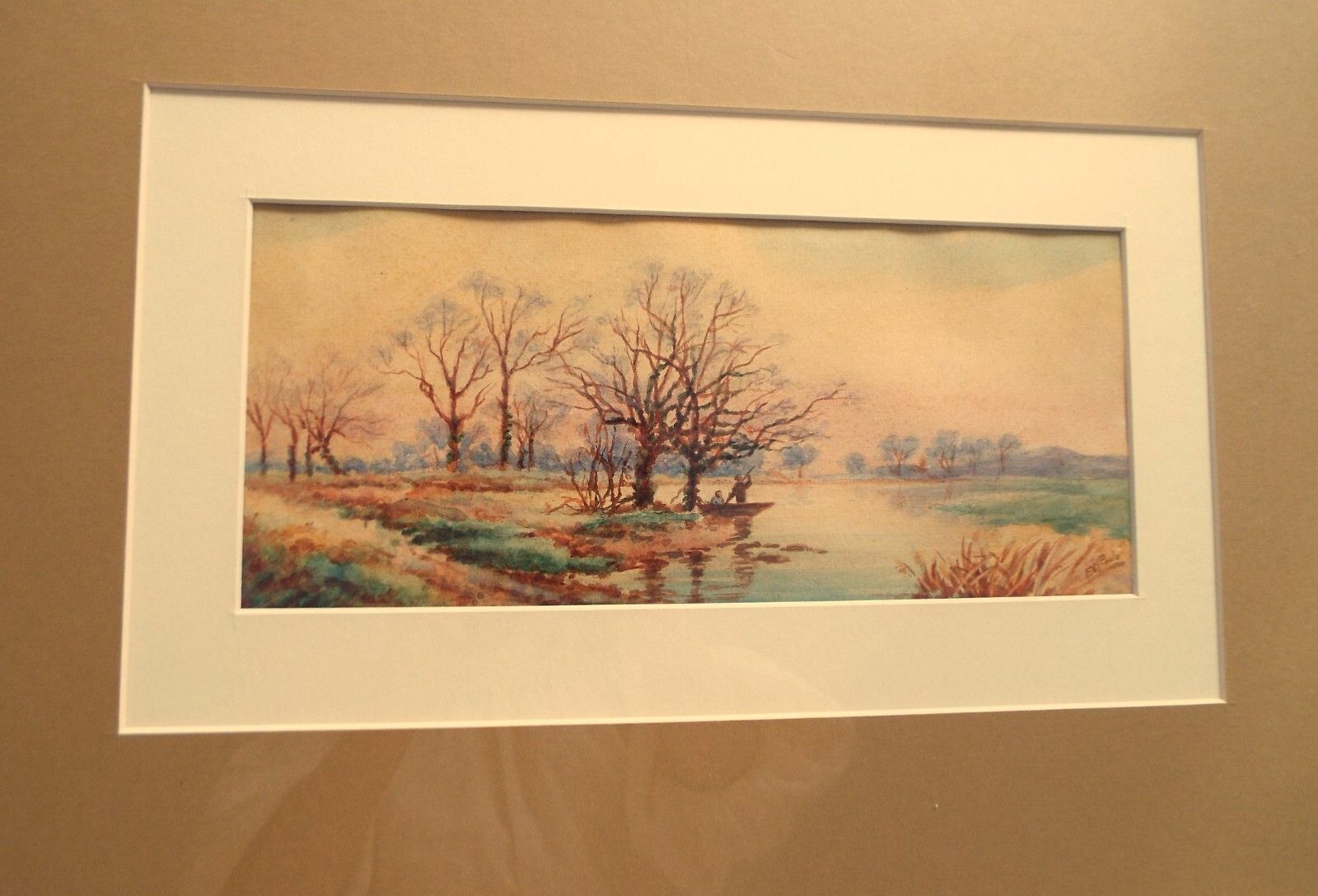 Victorian Watercolour Framed Original Painting Down To The River By E M Poole photo furniture