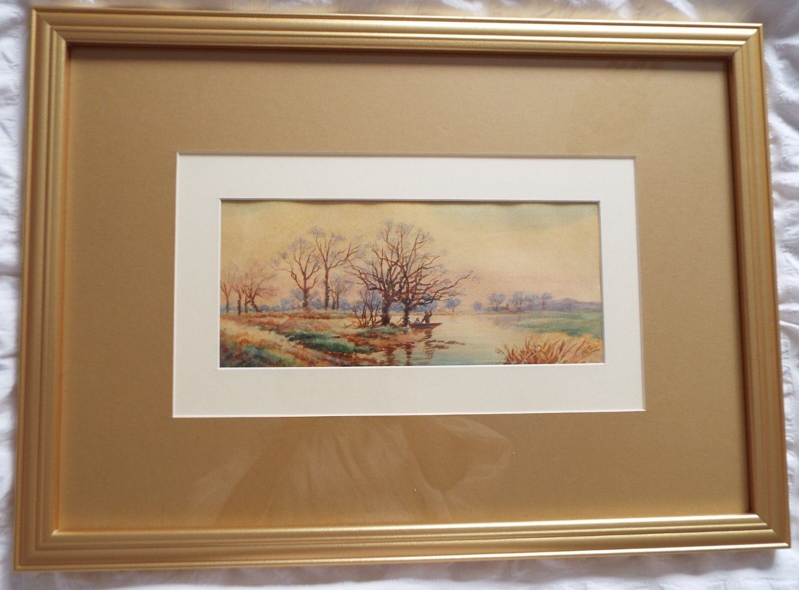 Victorian Watercolour Framed Original Painting Down To The River By E M Poole photo Art