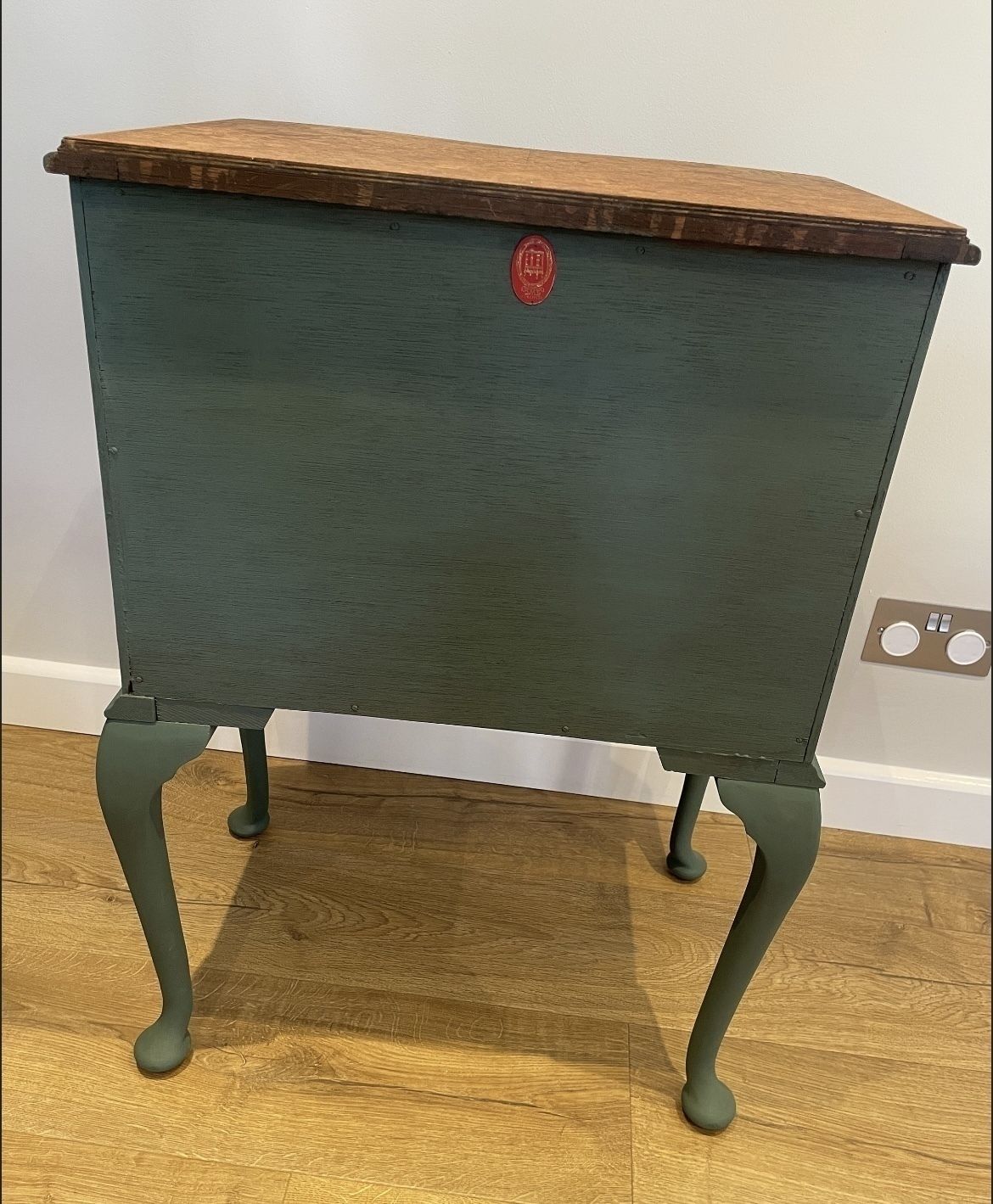 Walnut Chest Of Drawers Upcycled In Smokey Green photo vinterior