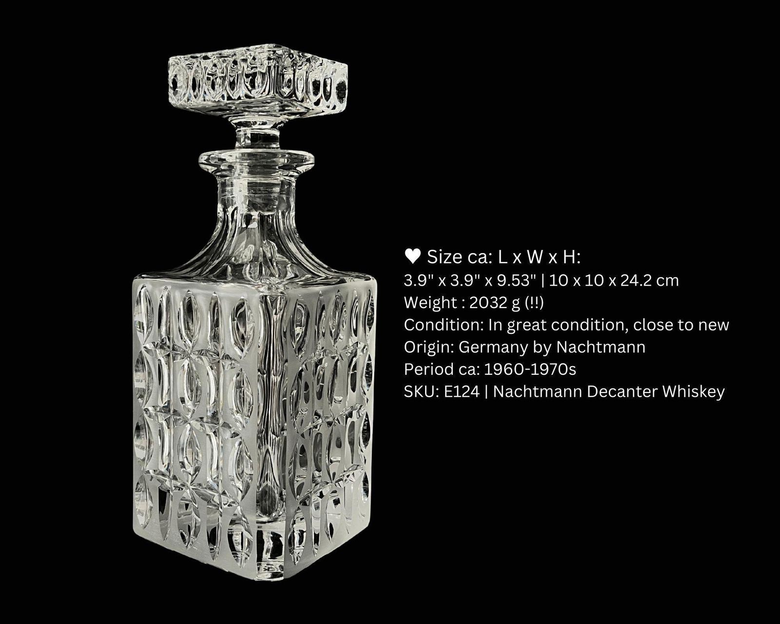 photo for sale Crystal Whiskey Decanter | 1pc | Square Model With Stopper | By Nachtmann