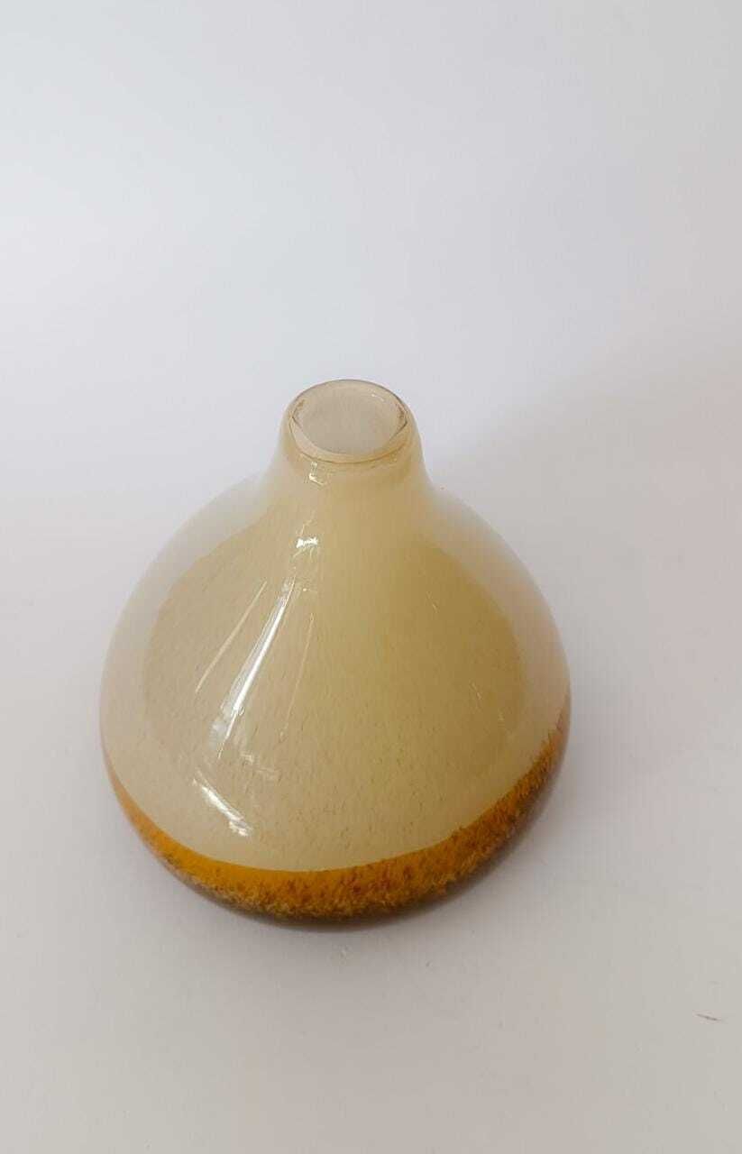 Vintage Design Vase In Murano Glass Vistosi Style Irregular Shape Beige With Stripes photo Home Decor