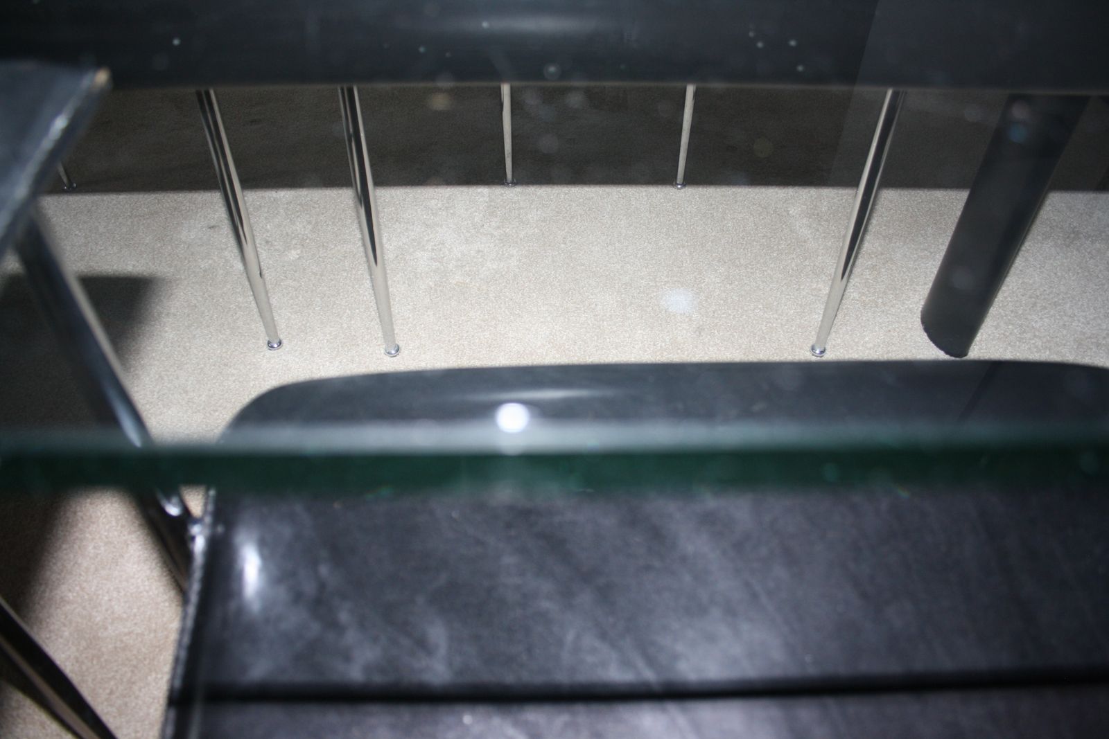 photo for sale Le Corbusier Lc6 Table With Matte Black Enamelled Steel Base And Natural Glass Top