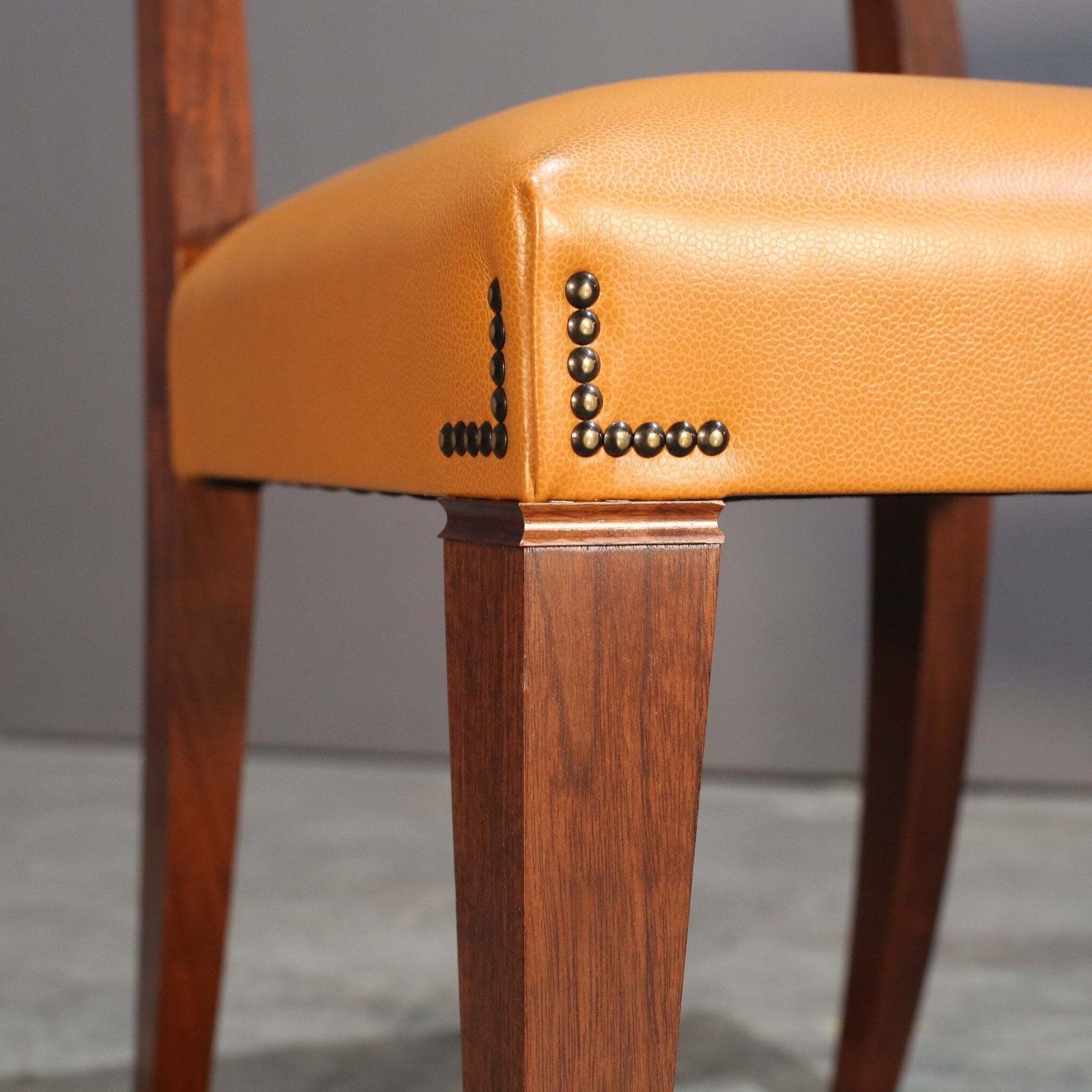 photo for sale Caramel Brown Leather Chair, Set Of Eight