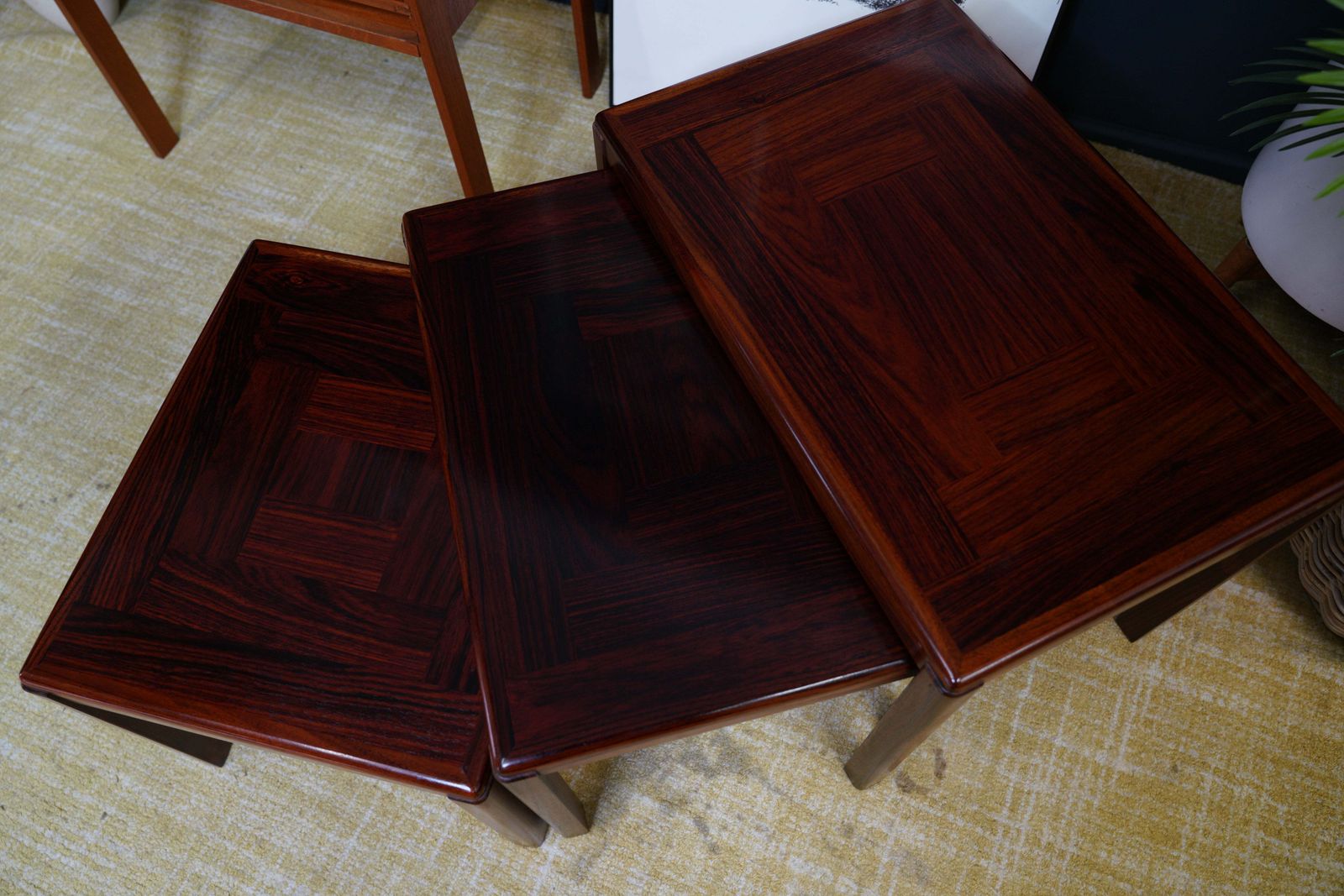 Furniture Danish Mid Century Rosewood Nest Of Tables By Vejle Stole Möbelfabrik, Denmark, 1960s – Set Of 3 photo