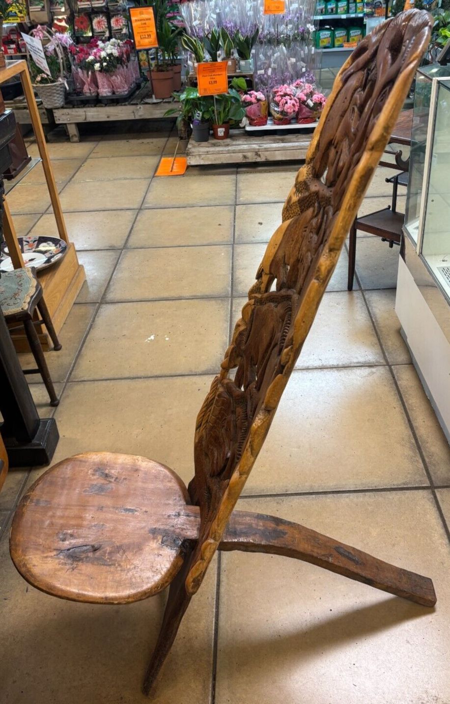 photo buy Antique African Carved Tribal Wooden Chief/ Birthing Chair