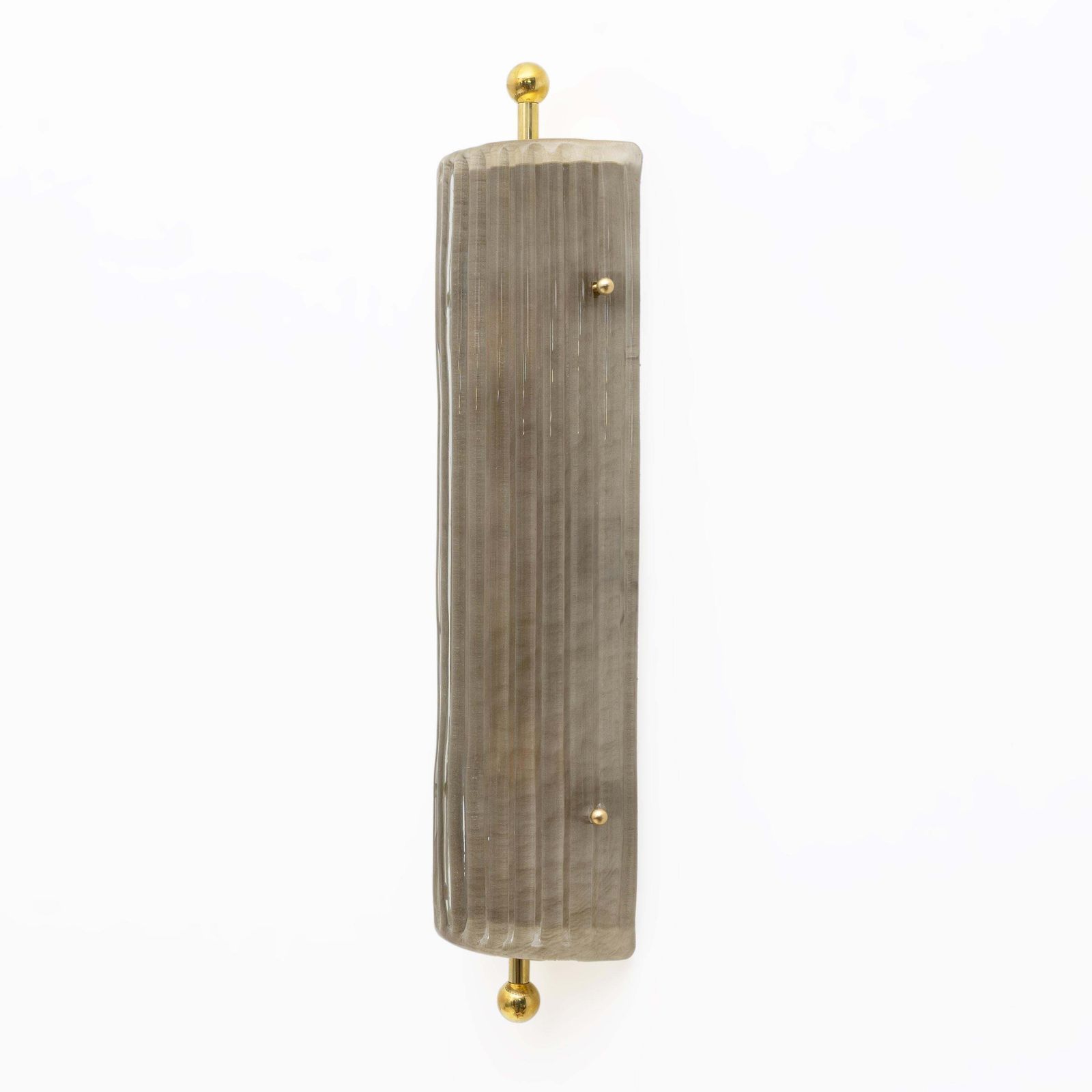 Pair Of Art Deco Style Smoked Murano Glass And Brass Sconces photo Lighting