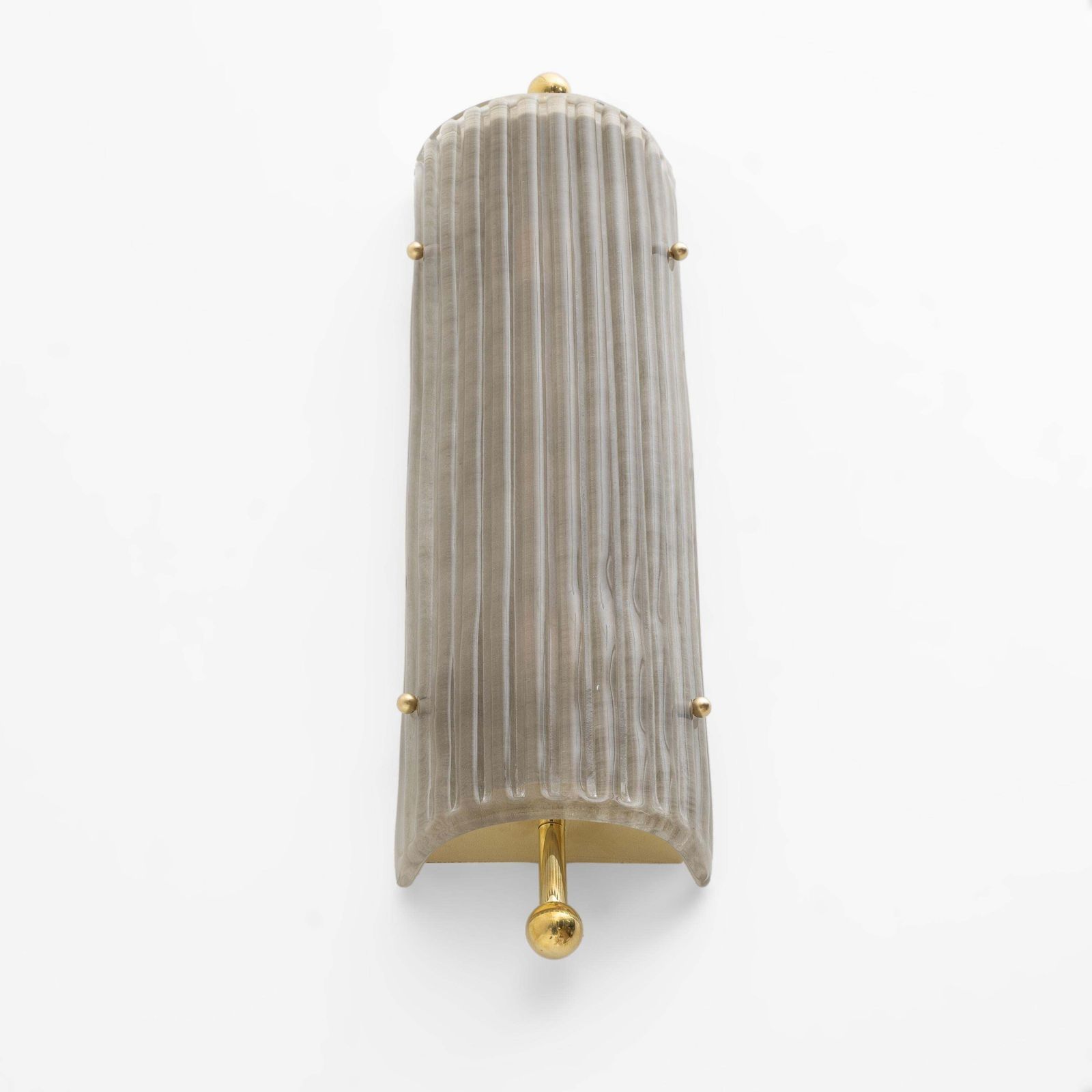 Pair Of Art Deco Style Smoked Murano Glass And Brass Sconces photo vinterior
