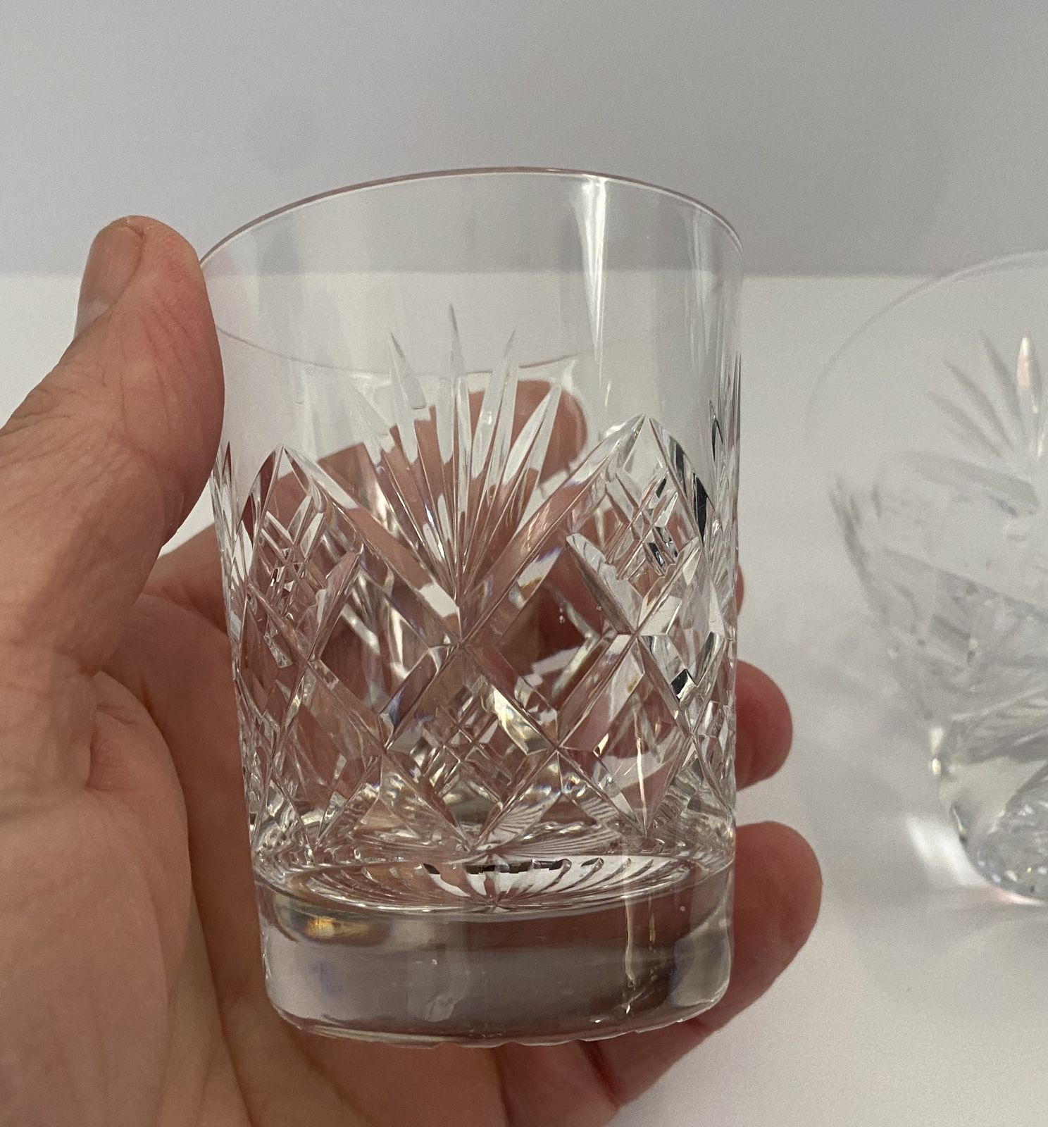 50.0 Vintage, Tudor Crystal, Cut Crystal Flat Tumblers (X2), Knighton Imperial Pattern photo