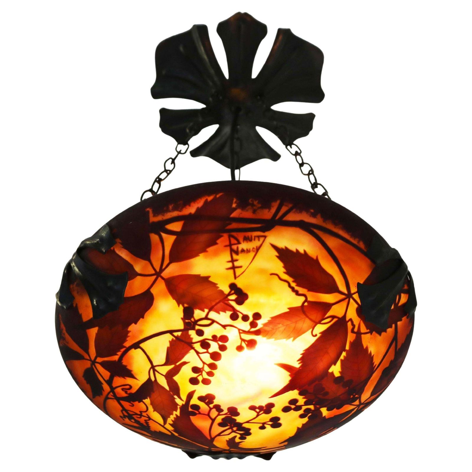 Antique Daum Nancy & Louis Majorelle Chandelier / Pendant Light Art Nouveau 1910