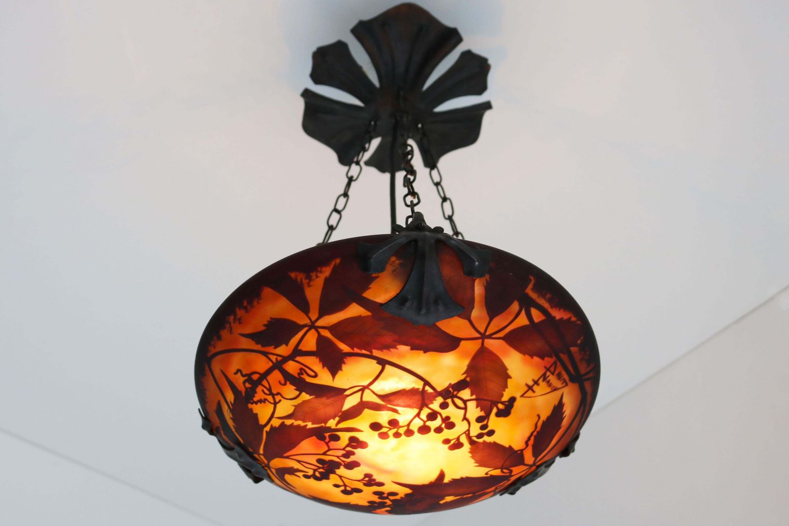 Antique Daum Nancy & Louis Majorelle Chandelier / Pendant Light Art Nouveau 1910 photo for sale