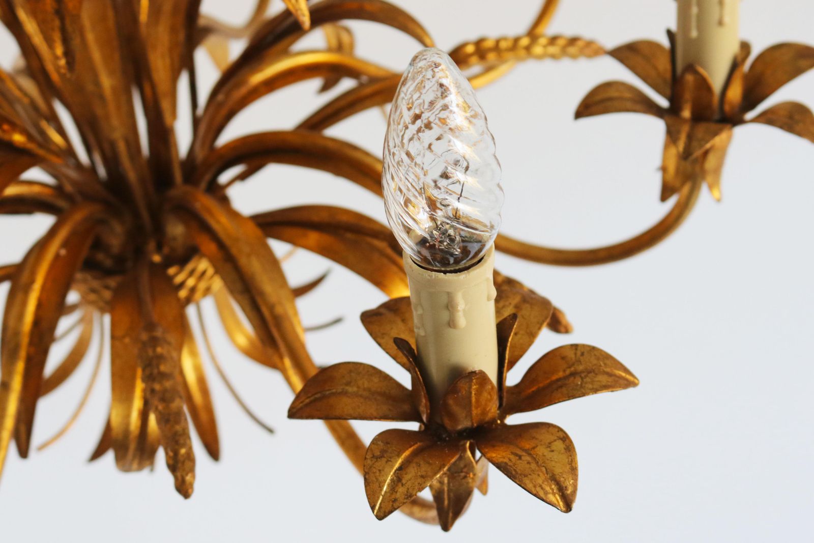 Lighting Rare Large Hans Kögl 1970 ''Cheaf Of Wheat'' Holywood Regency Chandelier 8 Arms photo