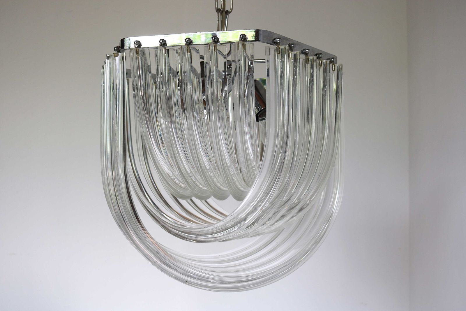 Carlo Nason Curvati Murano Glazen Kroonluchter Mid Century Modern Triedri Kroonluchter Italië Jaren 1960 Venini Stijl photo buy