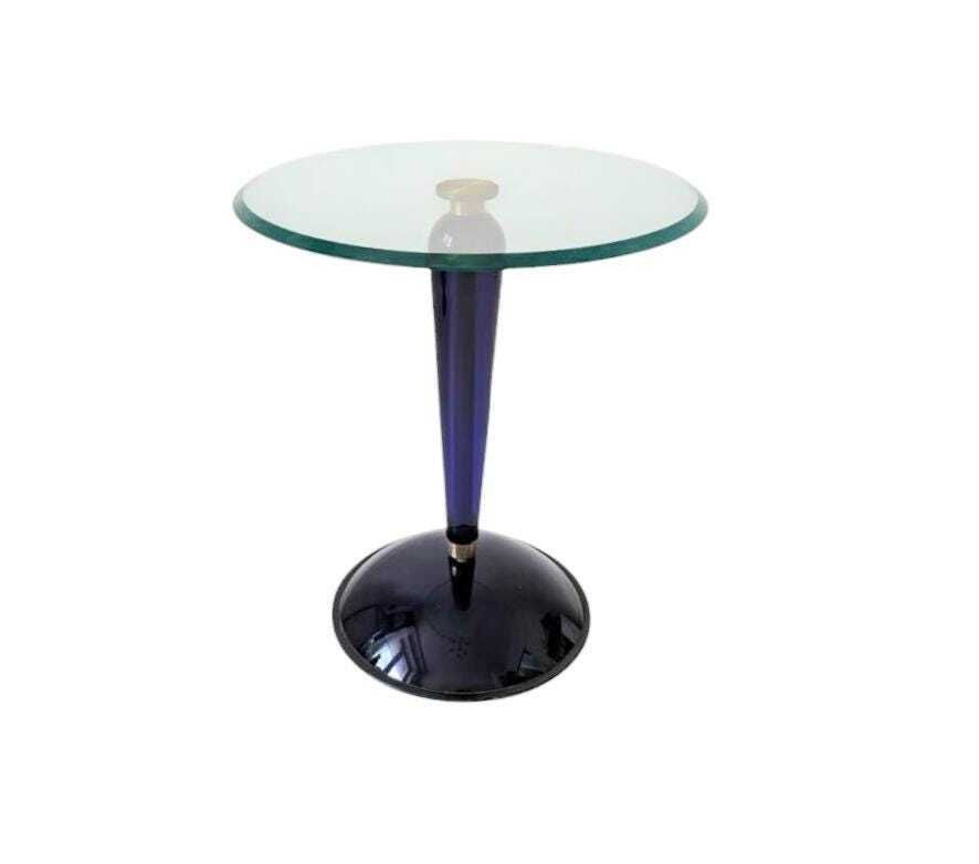Vintage Rare Mid Century Modern Murano Glass Cobalt Side Table Made In Italy