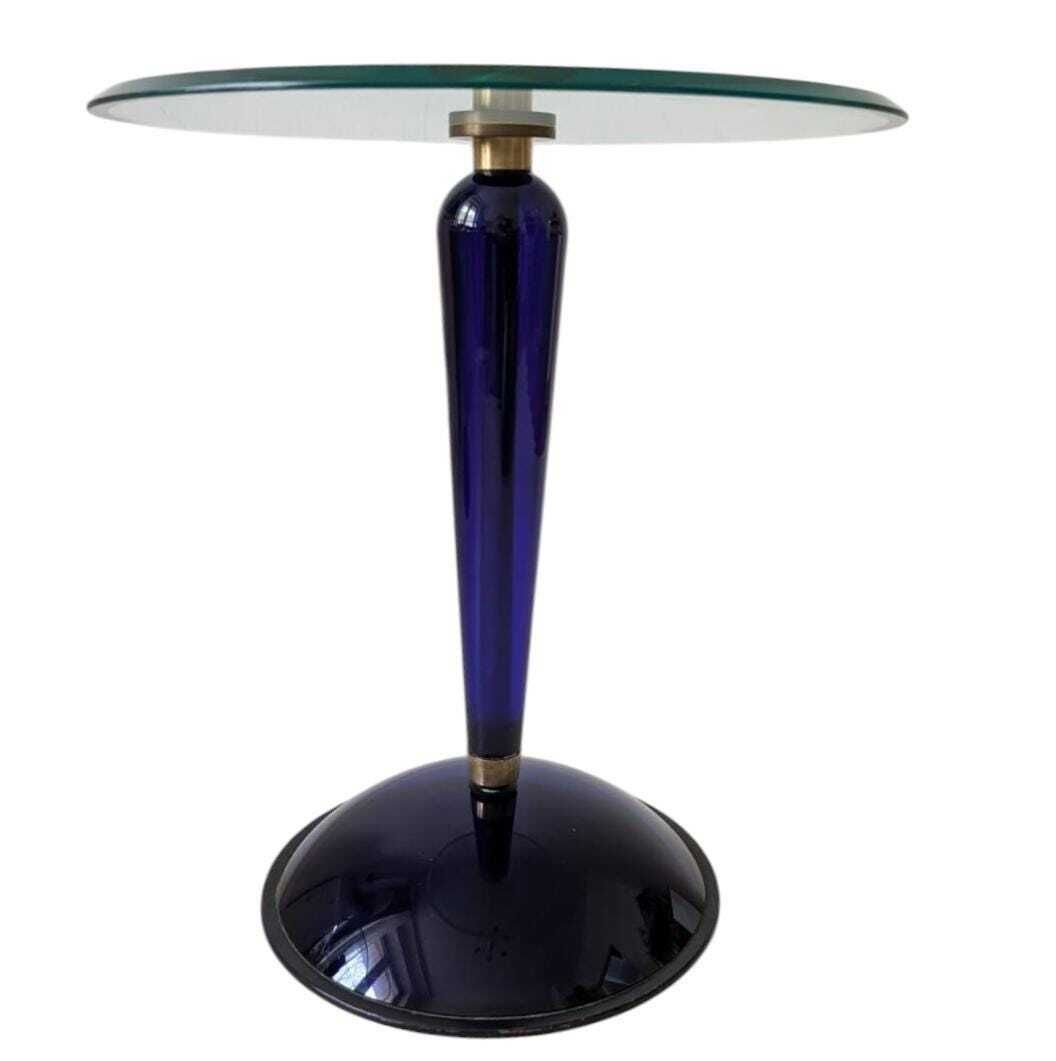 Vintage Rare Mid Century Modern Murano Glass Cobalt Side Table Made In Italy photo furniture
