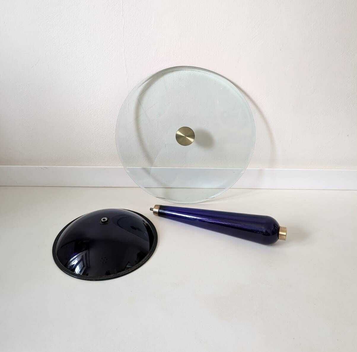 Vintage Rare Mid Century Modern Murano Glass Cobalt Side Table Made In Italy photo vintage