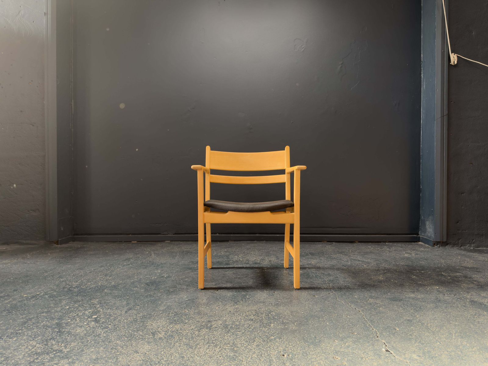 Hans Wegner For Getama Beech And Black Leather Armchair photo furniture