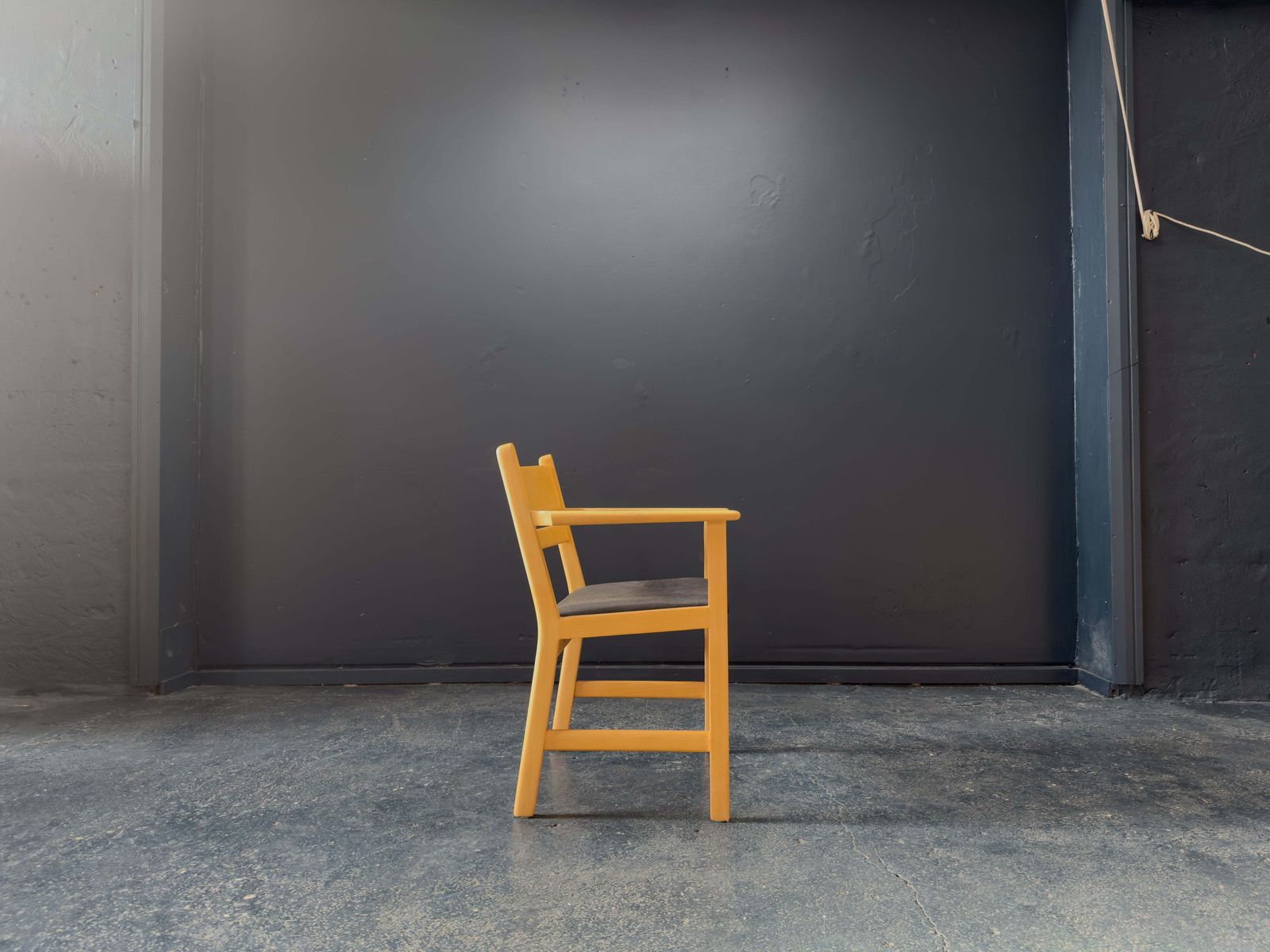 Hans Wegner For Getama Beech And Black Leather Armchair photo for sale