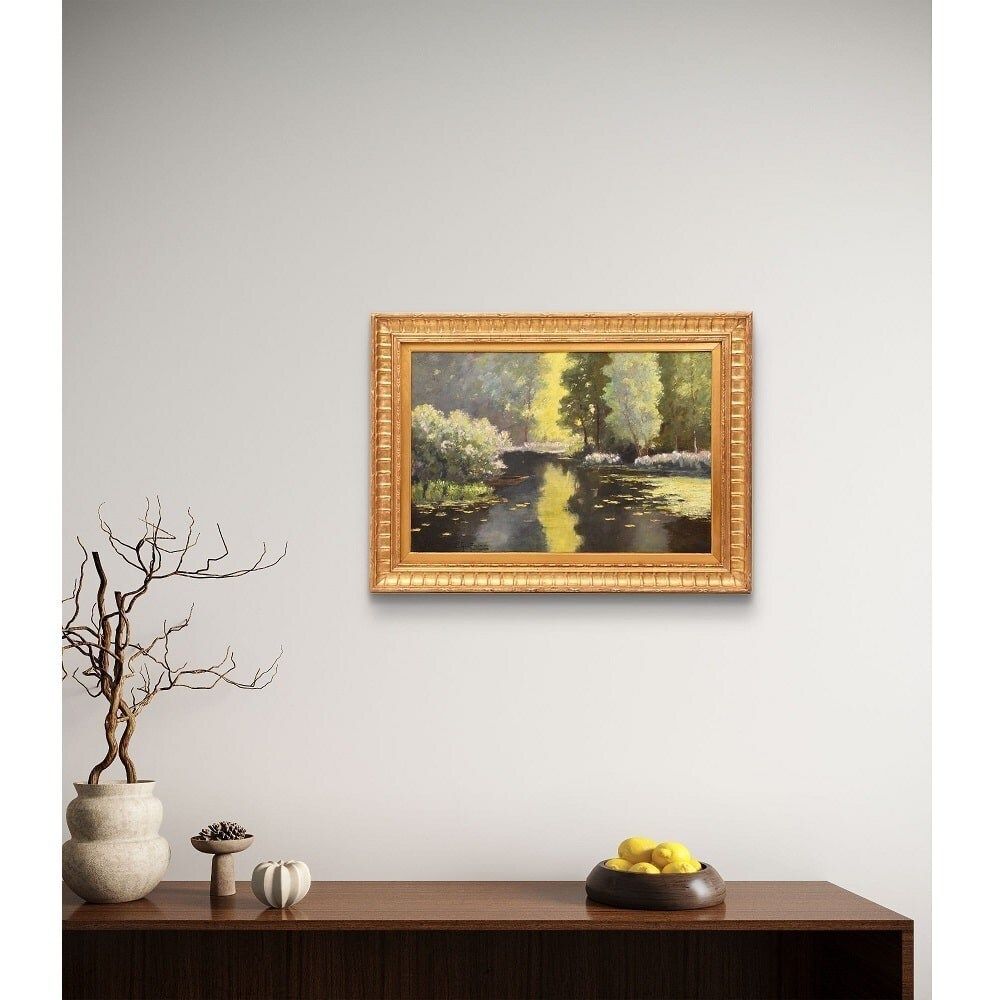 Antique Oil Painting, Landscape Painting, River, Nature Painting, XX Century. (Qp642) photo furniture