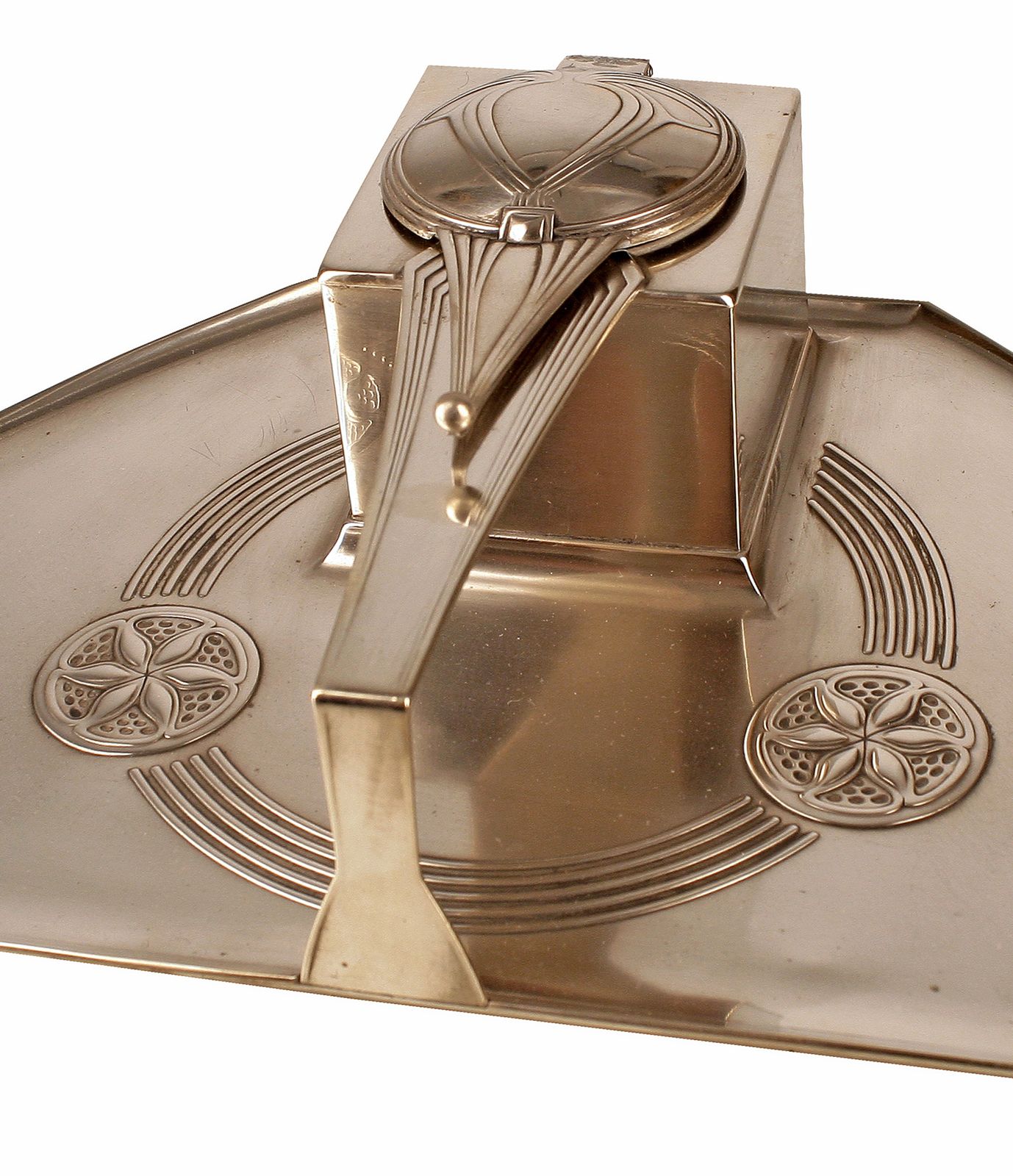 Art Déco German Silvered/Plated Metal Pen Tray And Inkwell Decorative Stand By Württembergische Metallwarenfabrik (Wmf) photo buy